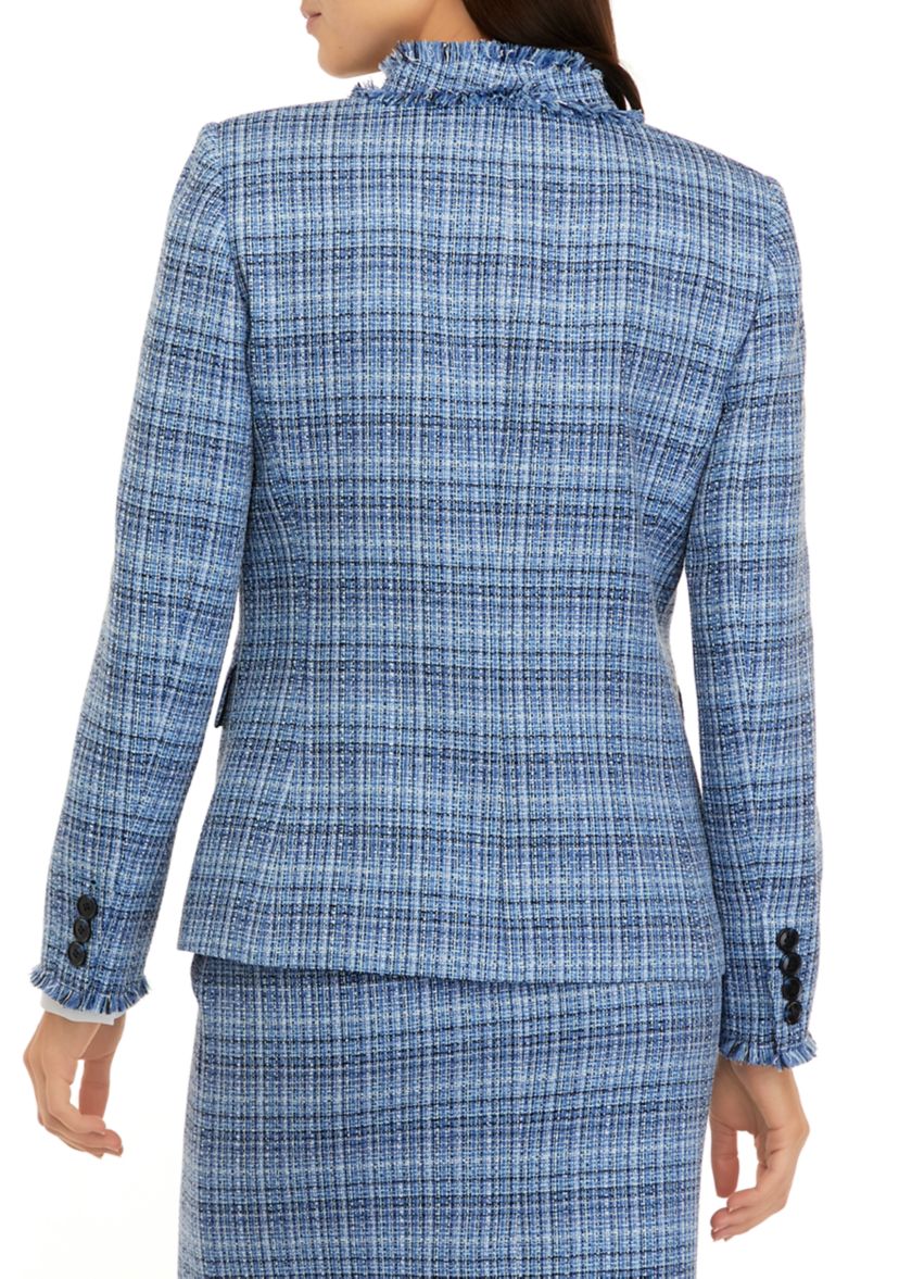 Womens Long Sleeve Boucle Cropped Jacket