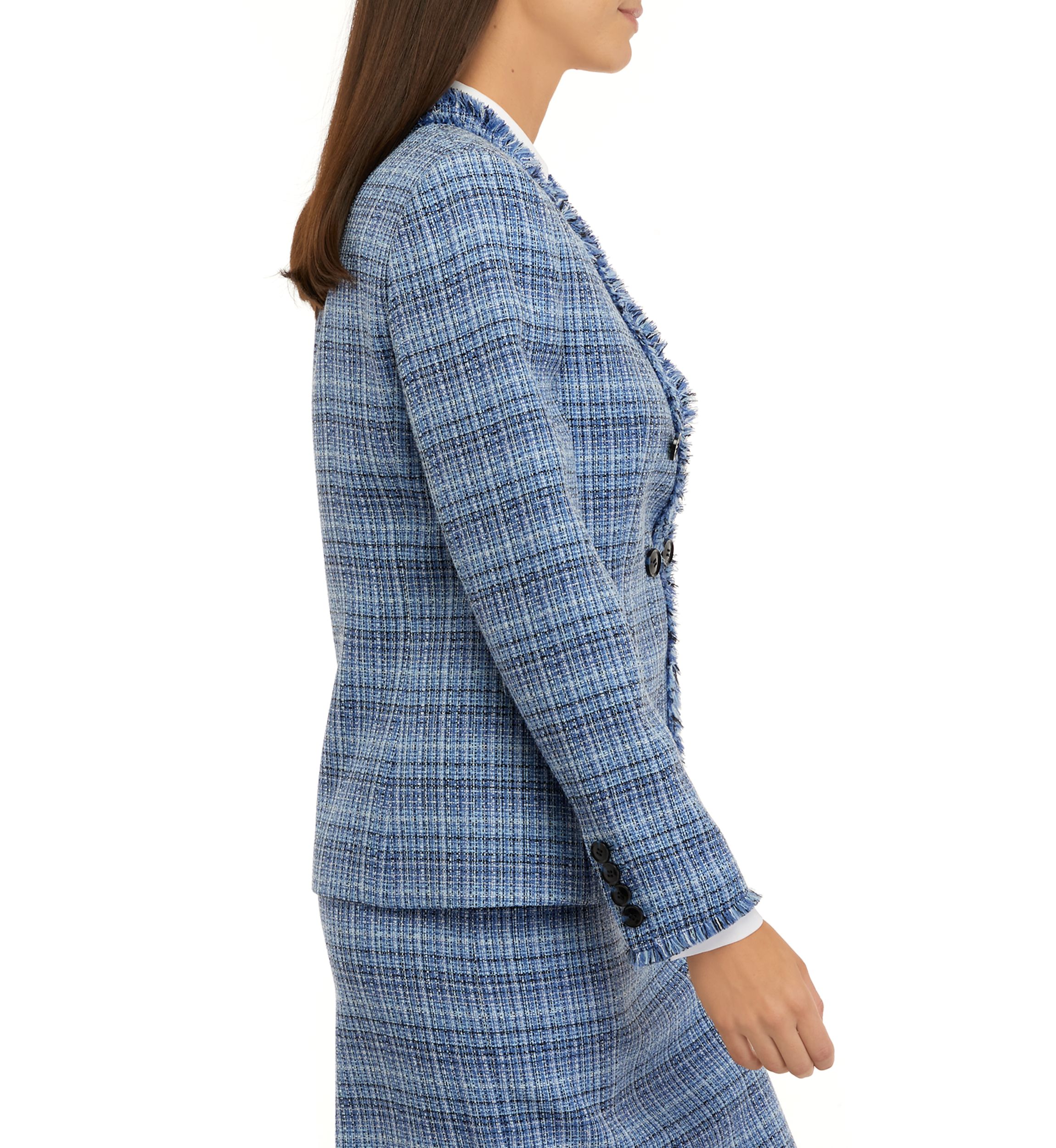 Womens Long Sleeve Boucle Cropped Jacket