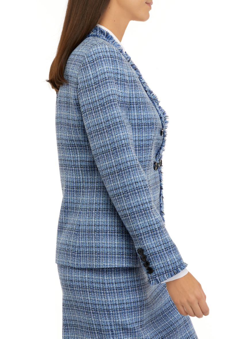 Womens Long Sleeve Boucle Cropped Jacket