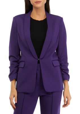 Tahari ASL Womens Petites Window Pane Suit Separate Two-Button Blazer 