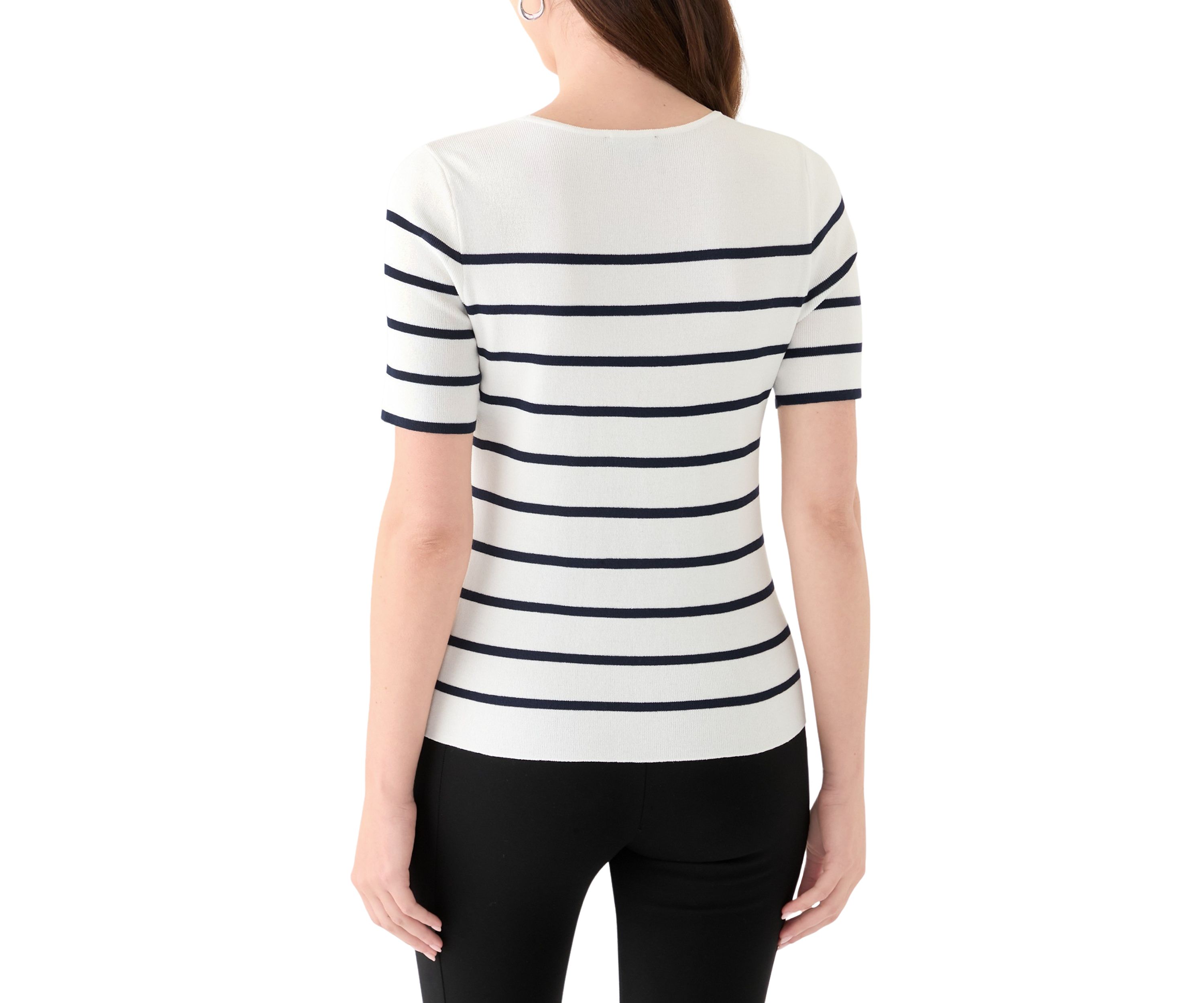 Womens Short Sleeve Scoop Neck Striped Top