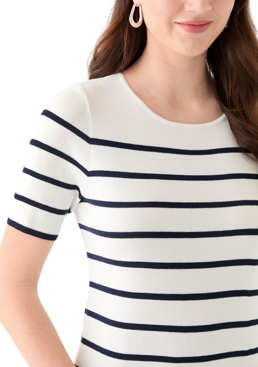 Womens Short Sleeve Scoop Neck Striped Top