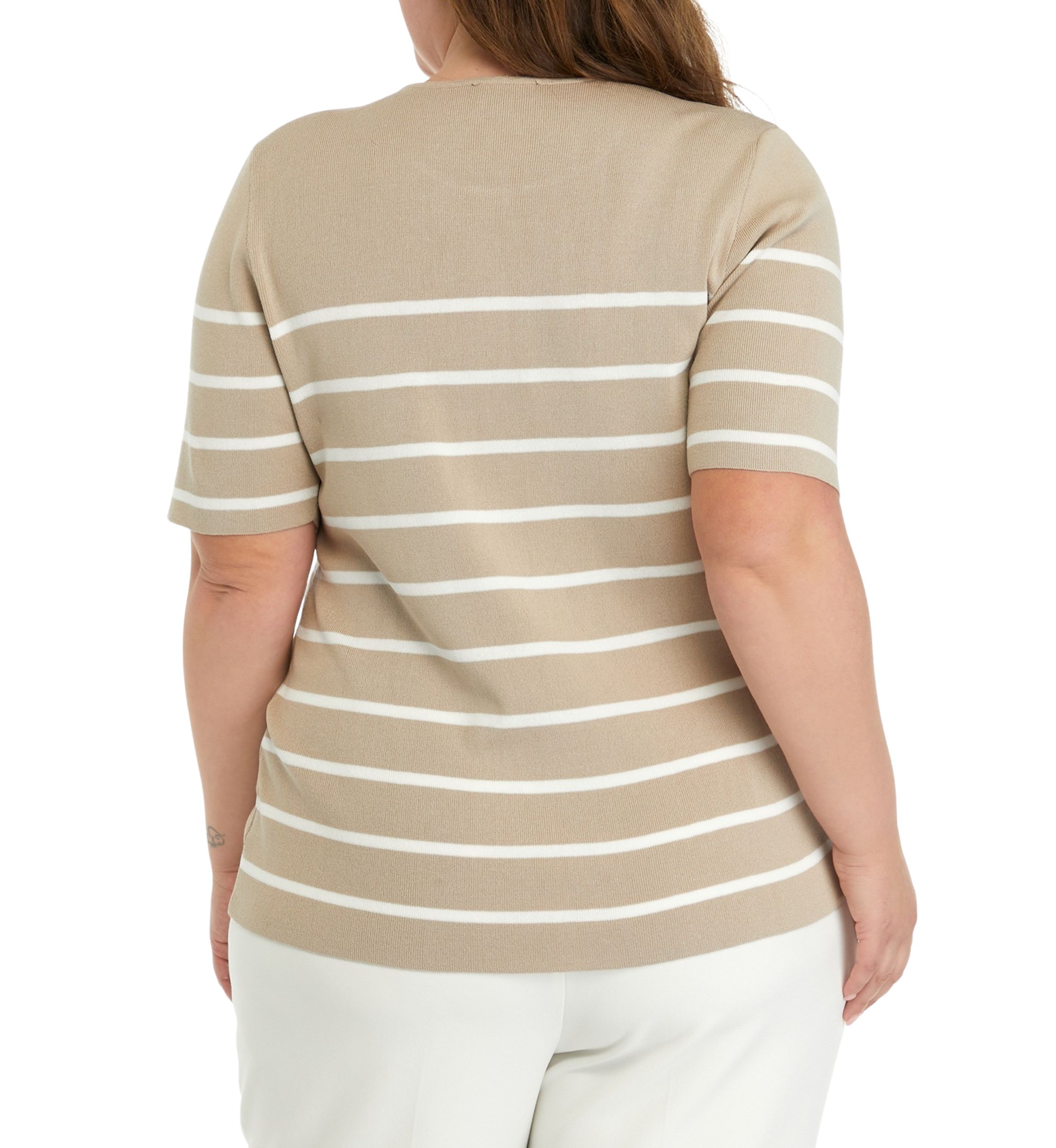 Plus Size Striped Knit Sweater