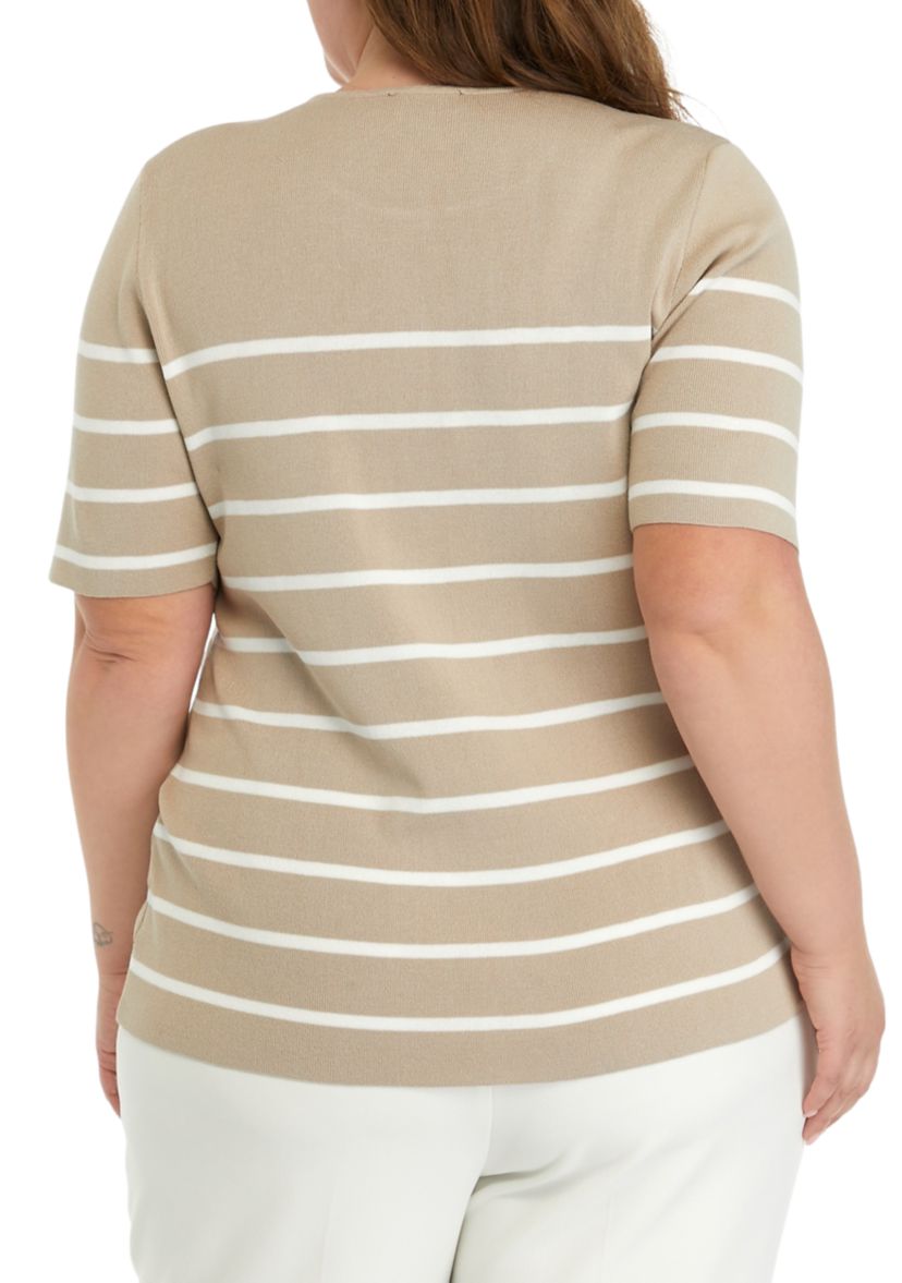Plus Size Striped Knit Sweater