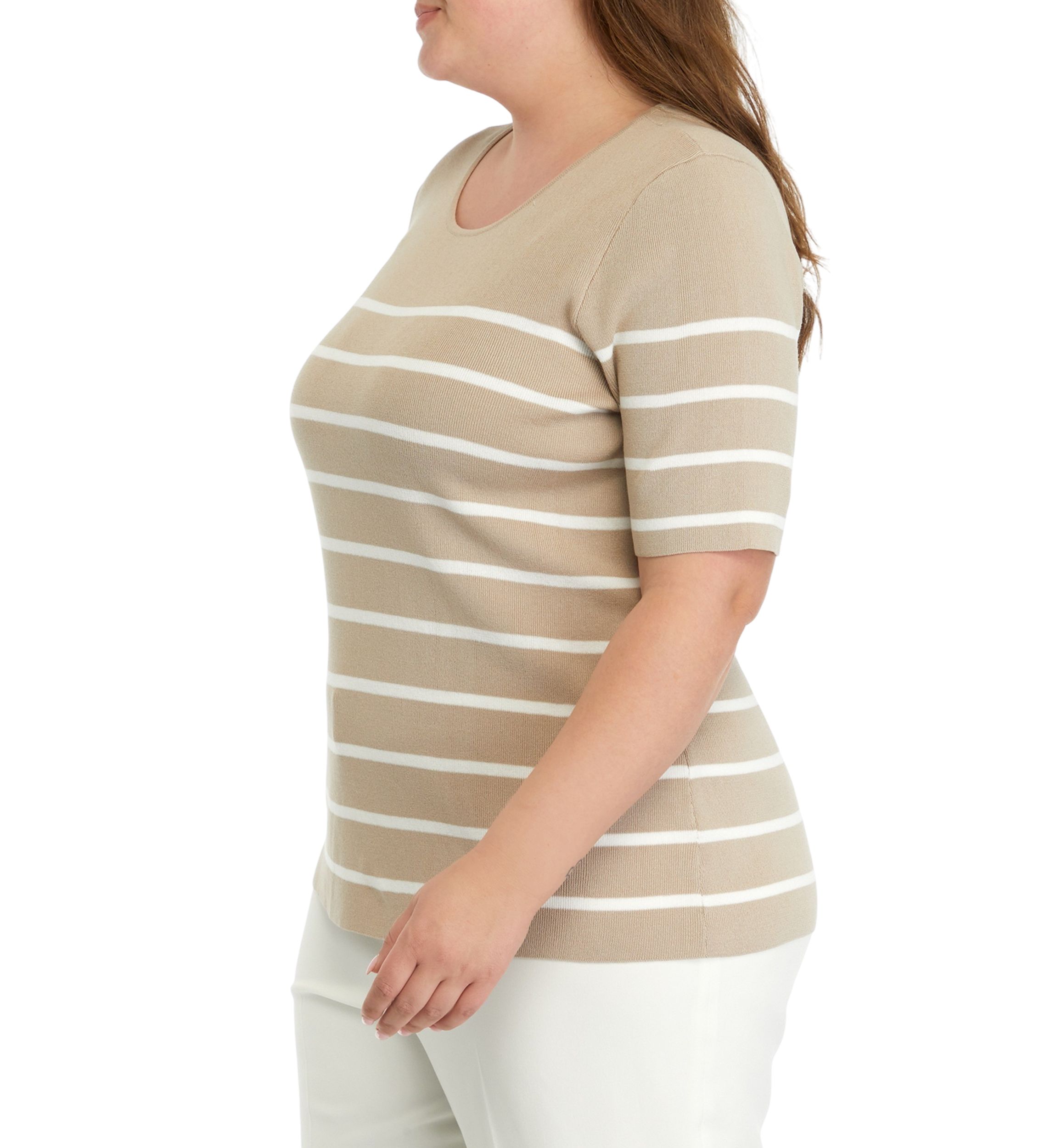Plus Size Striped Knit Sweater