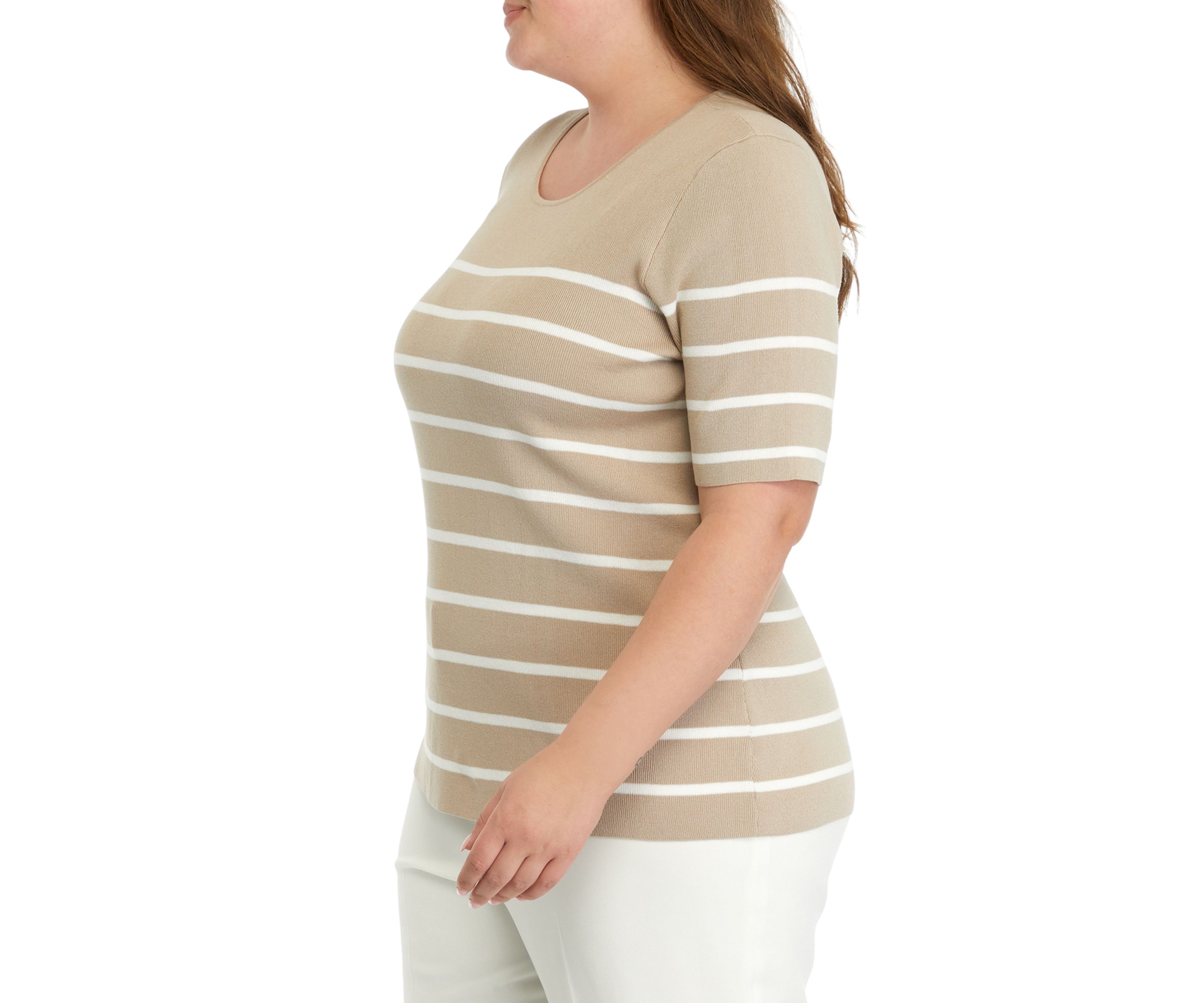 Plus Size Striped Knit Sweater
