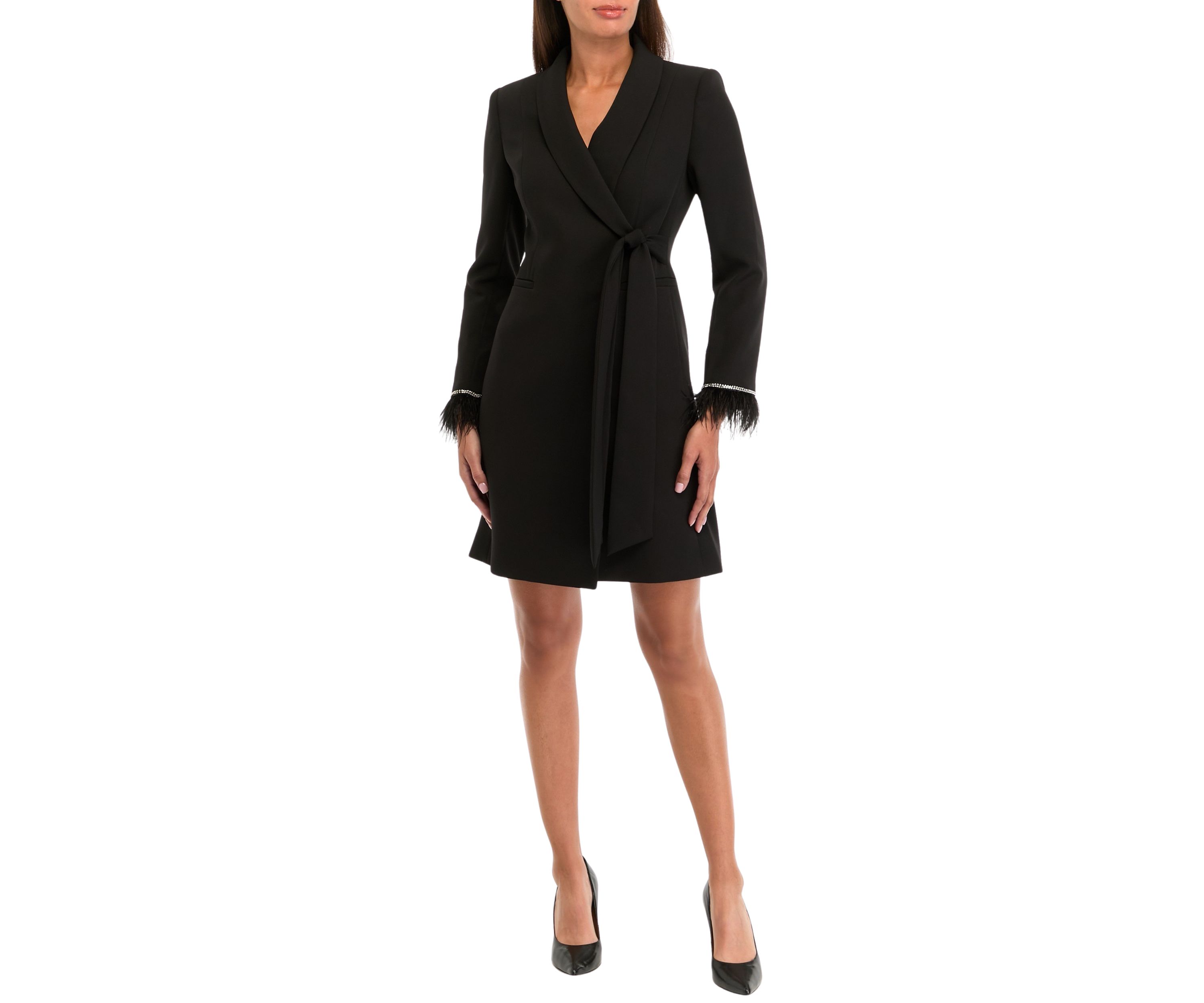 Womens Long Sleeve Blazer Wrap Dress