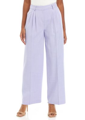 Light purple flat-front stretch regular fit Women Trousers