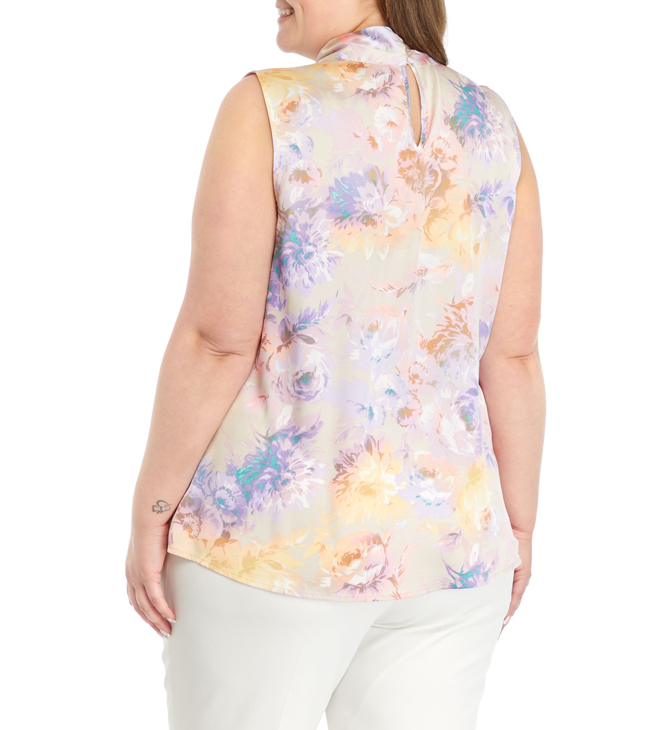 Plus Size Printed Bow Front Blouse