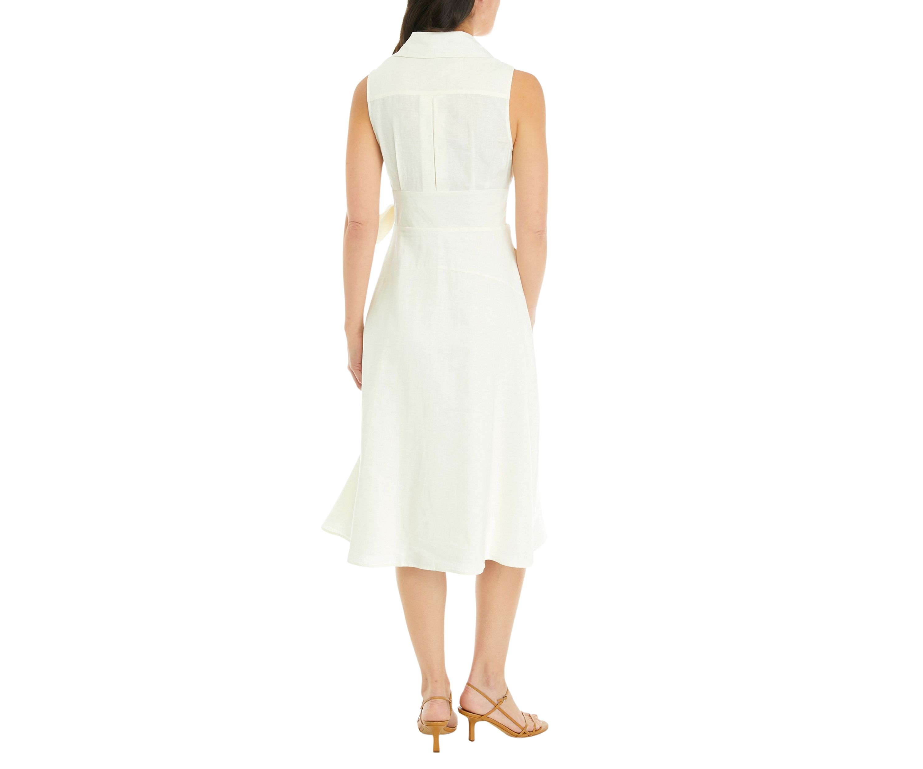 Womens Sleeveless Linen Shirtdress 