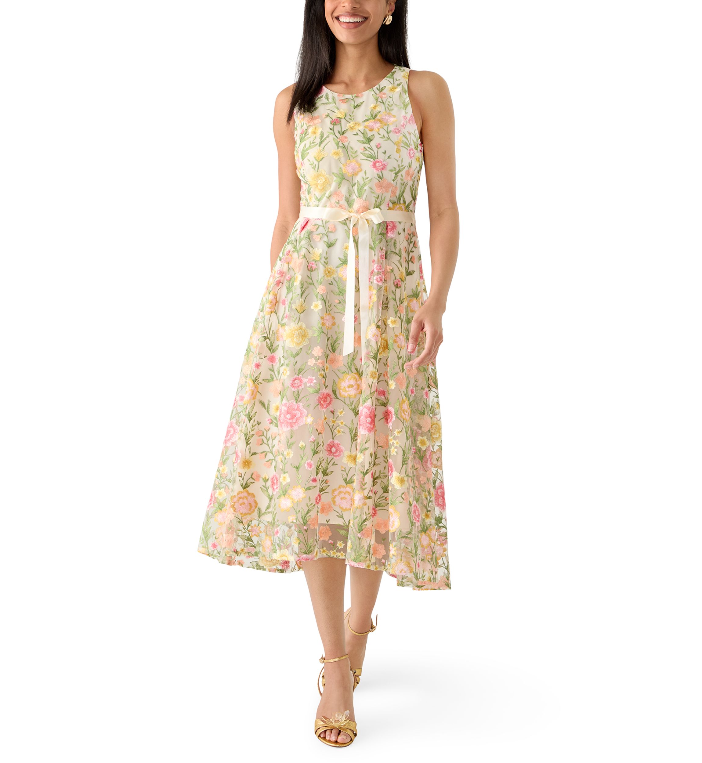 tahari embroidered fit and flare dress Elie Tahari The Zoya Eyelet Embroidered Dress