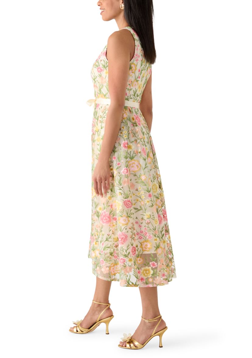 tahari embroidered dress TAHARI NWT Size 8 BLUE & WHITE Women Dress