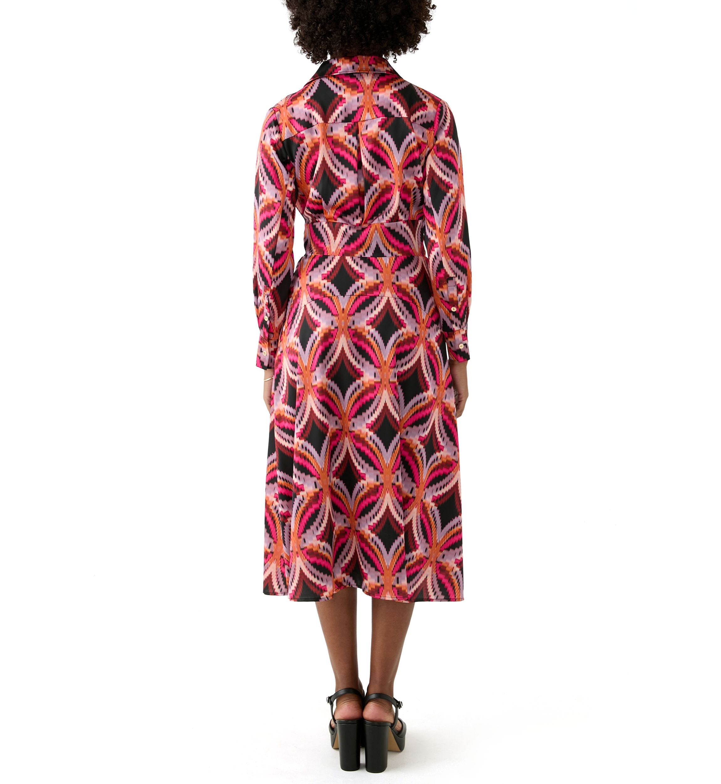 Womens Long Sleeve Printed Shirtdress 