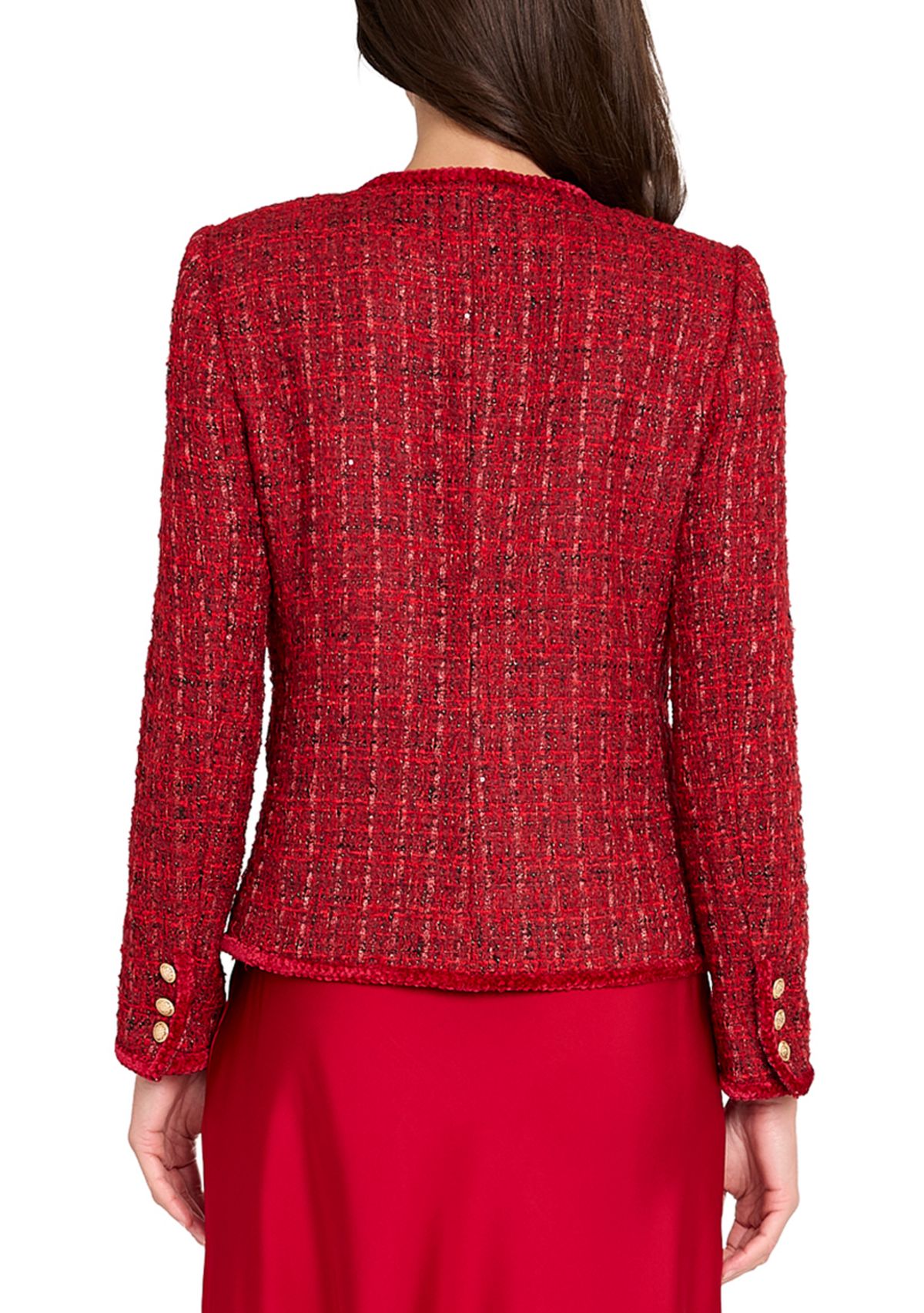 Womens Button Front Bouclé Jacket