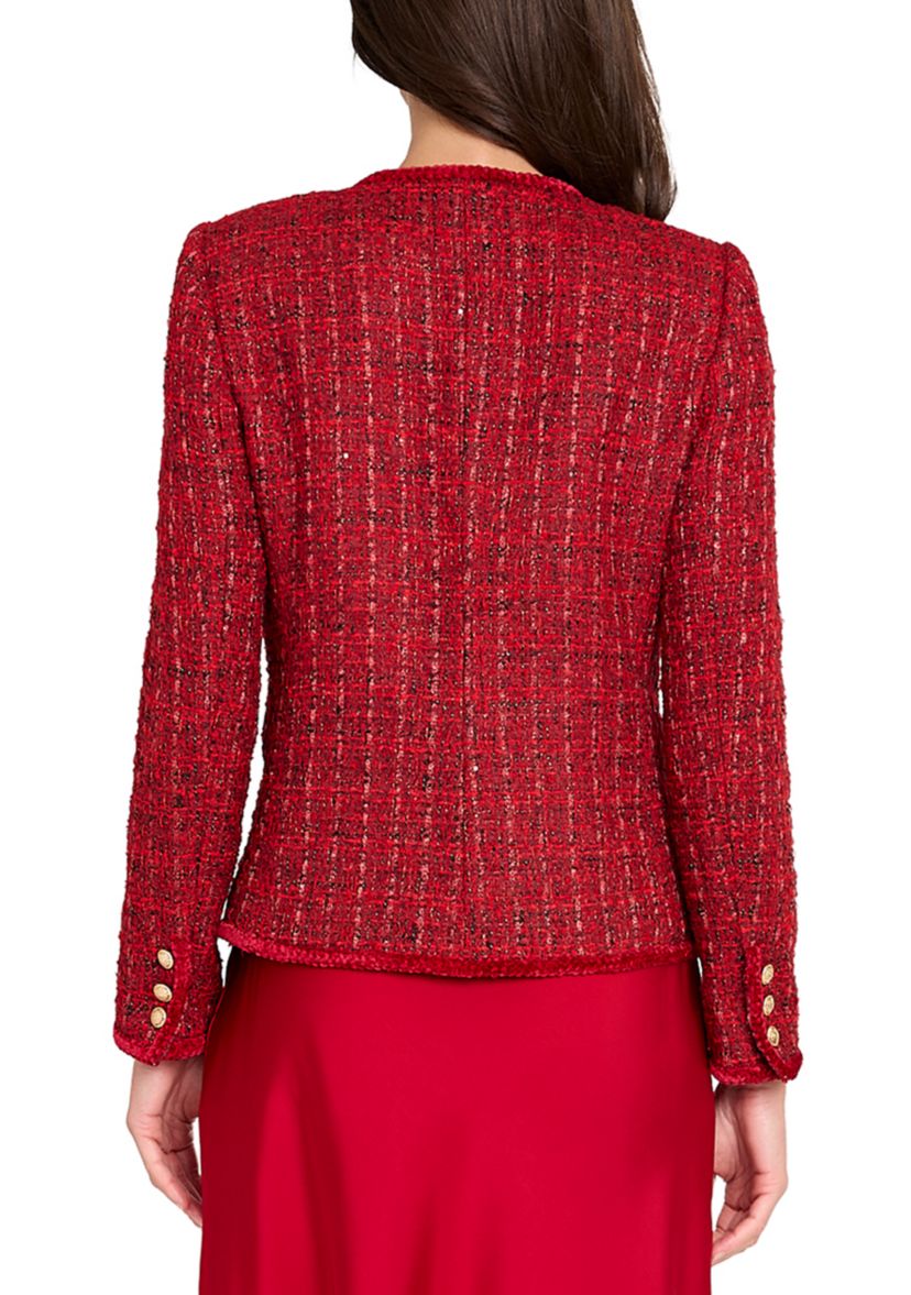 Womens Button Front Bouclé Jacket