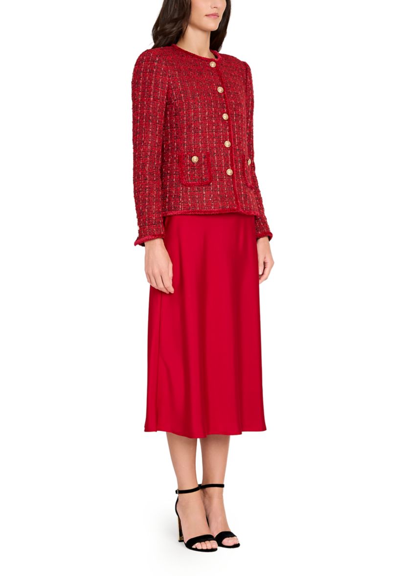 Womens Button Front Bouclé Jacket