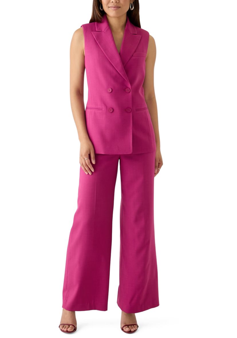 Womens Woven Suit Separate Vest