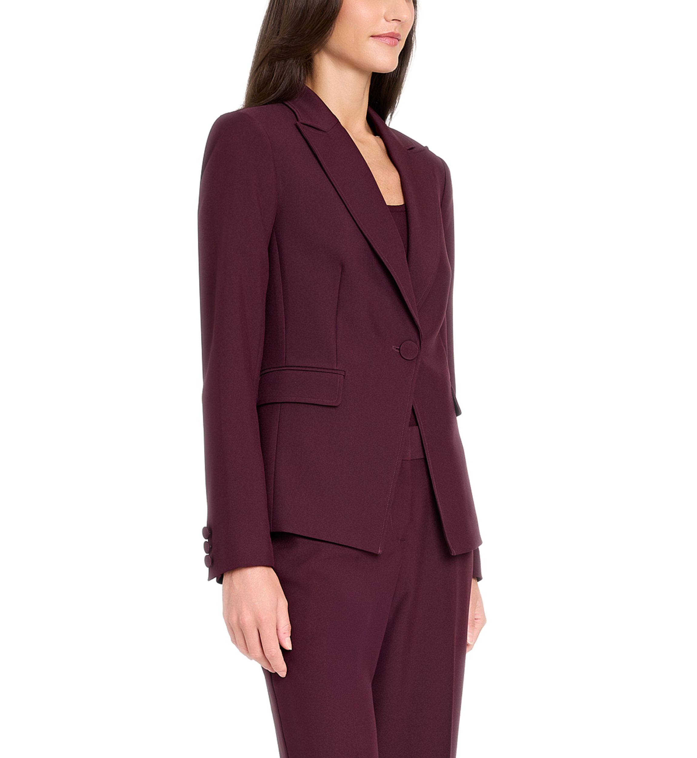 Womens Single Button Crepe Jacket