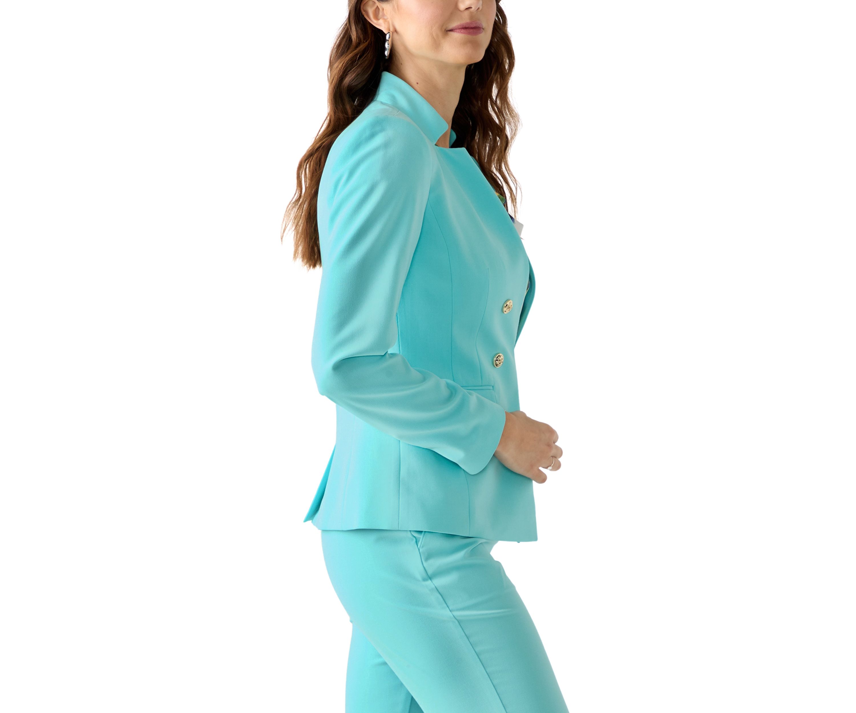 Womens Bi Stretch Faux Double Breasted Suit Separate Jacket
