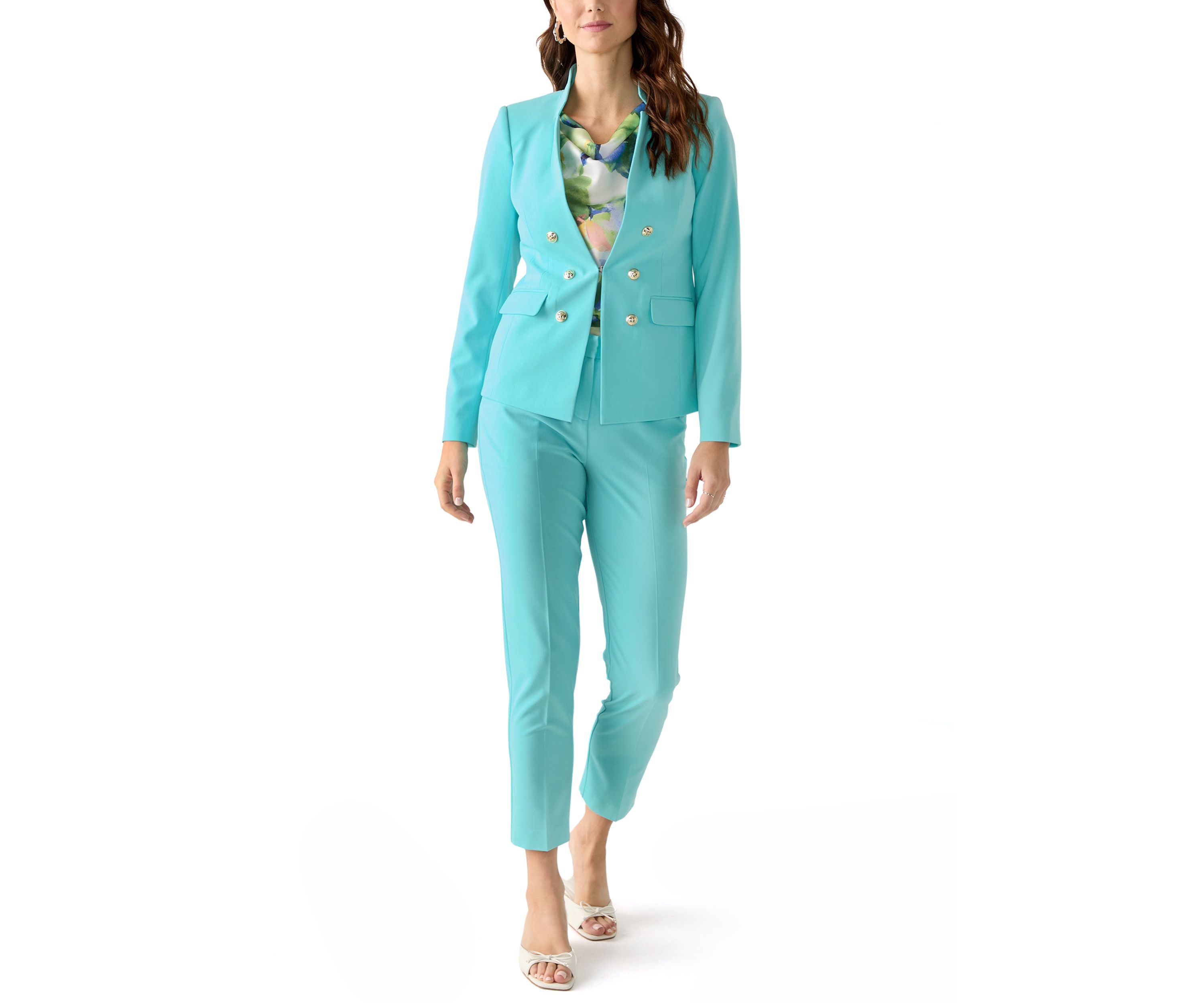 Womens Bi Stretch Faux Double Breasted Suit Separate Jacket