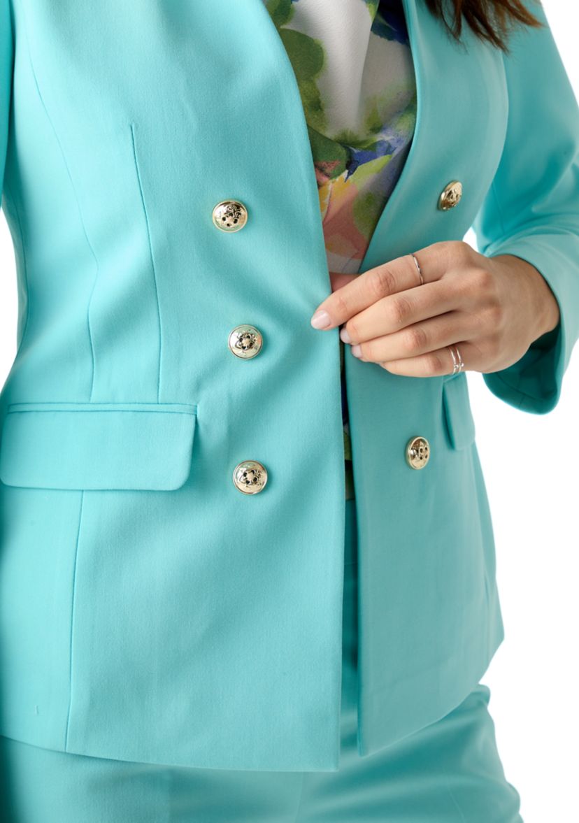Womens Bi Stretch Faux Double Breasted Suit Separate Jacket