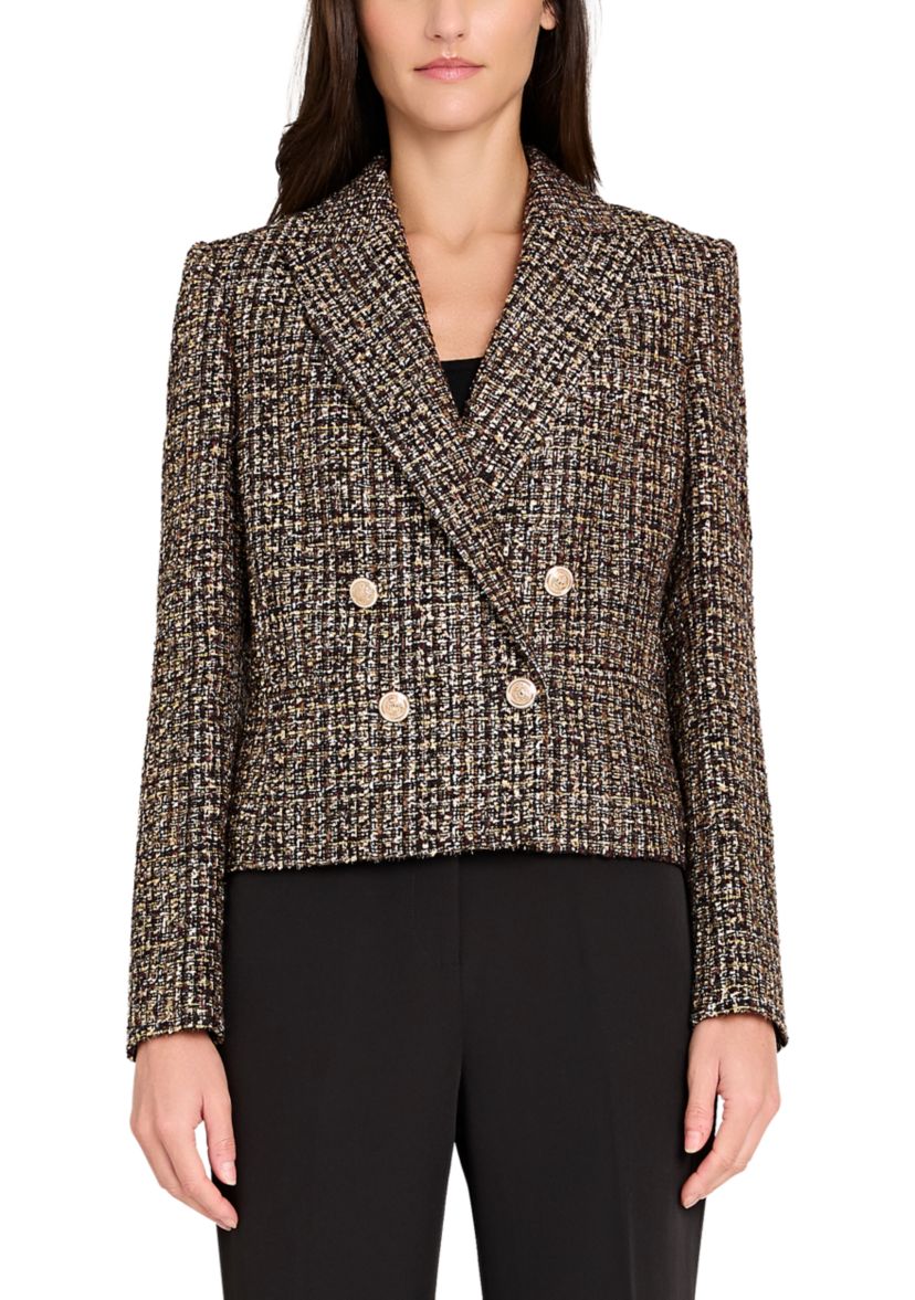 Womens Multi Button Notch Collar Bouclé Blazer