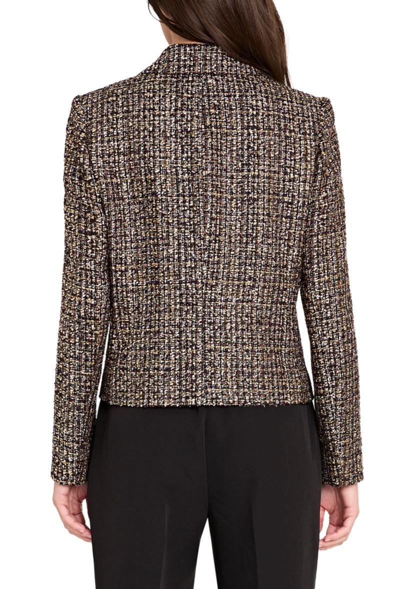 Womens Multi Button Notch Collar Bouclé Blazer