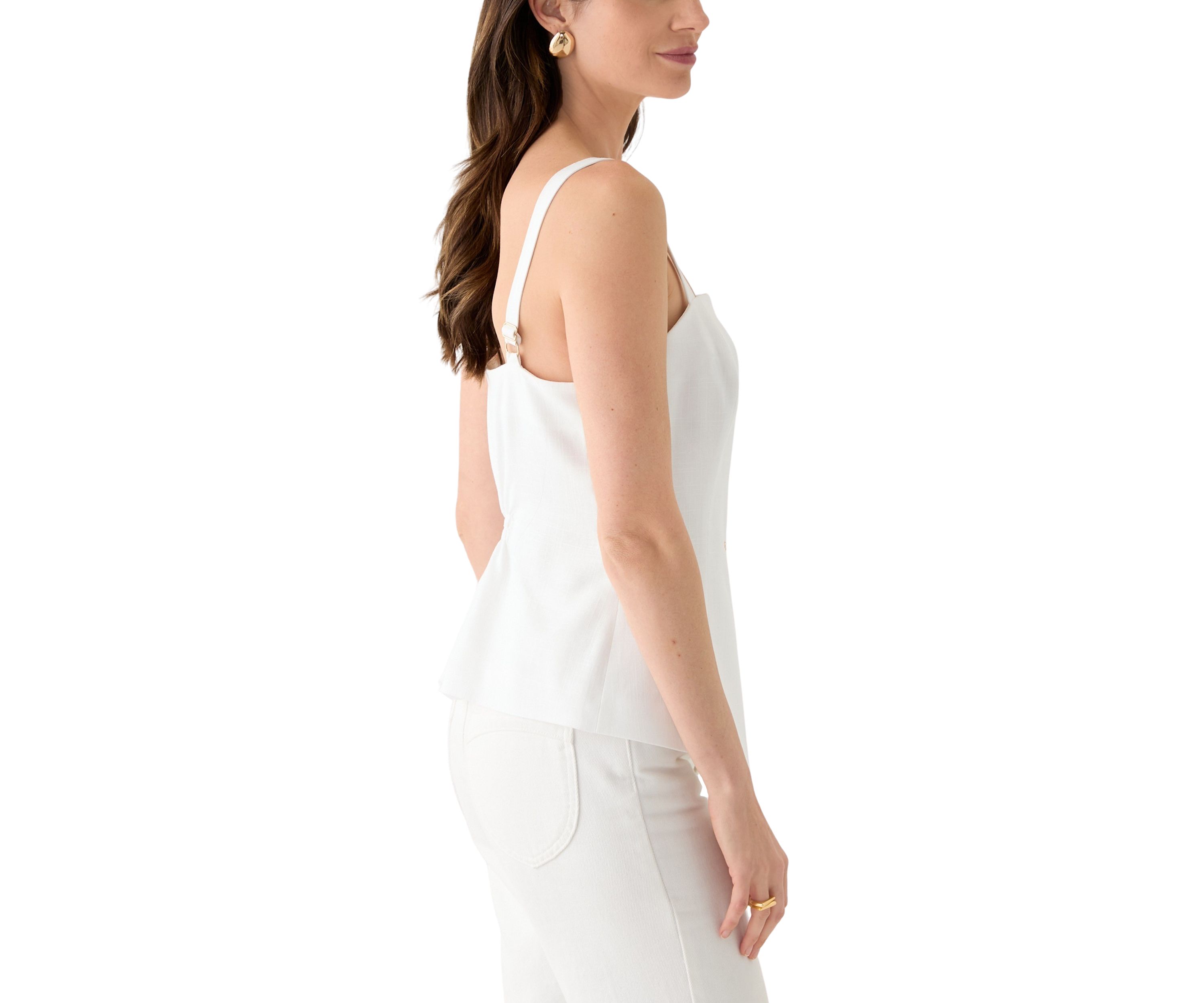 Womens Linen Button Front Top 