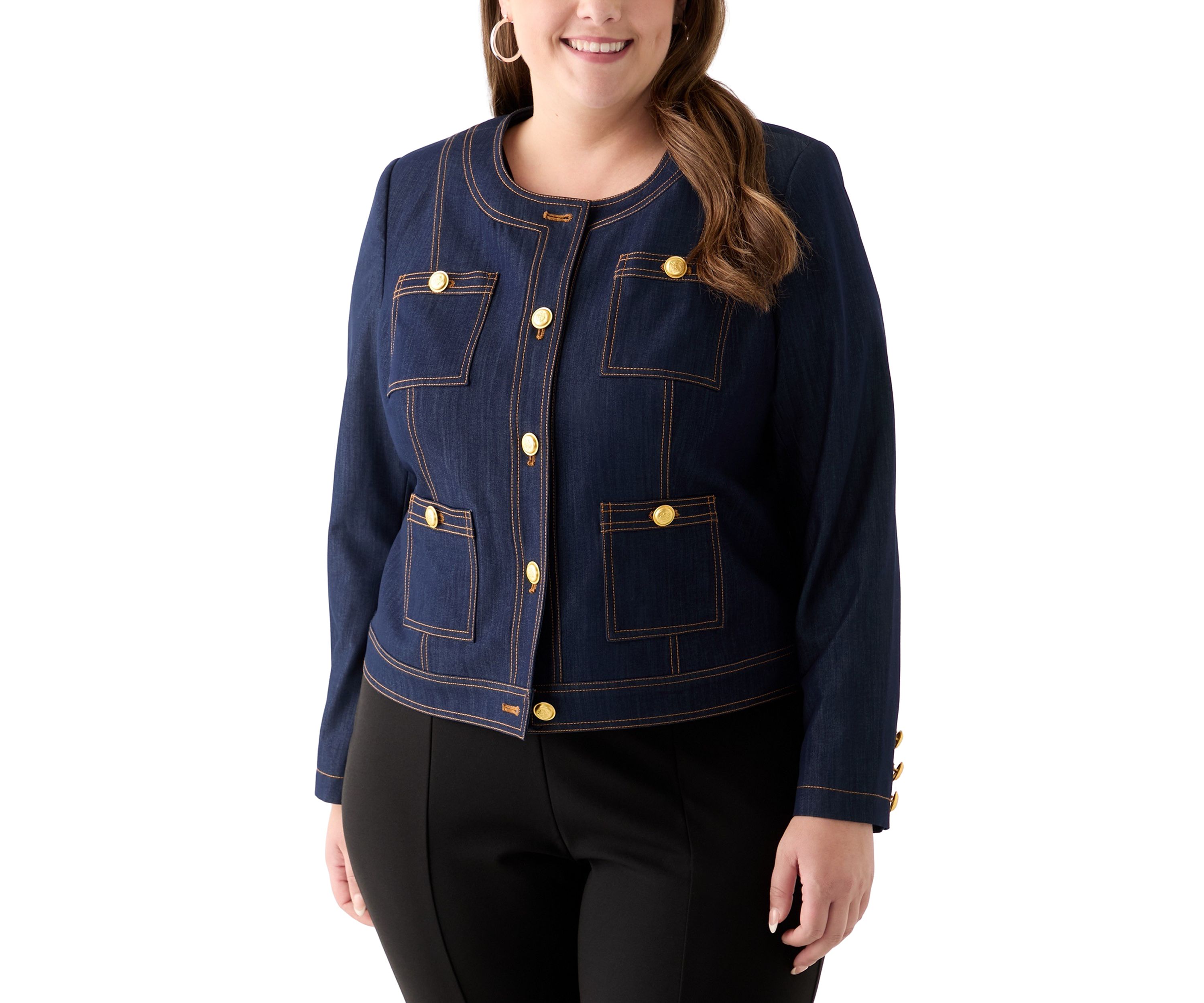 Plus Size Cropped Denim Jacket