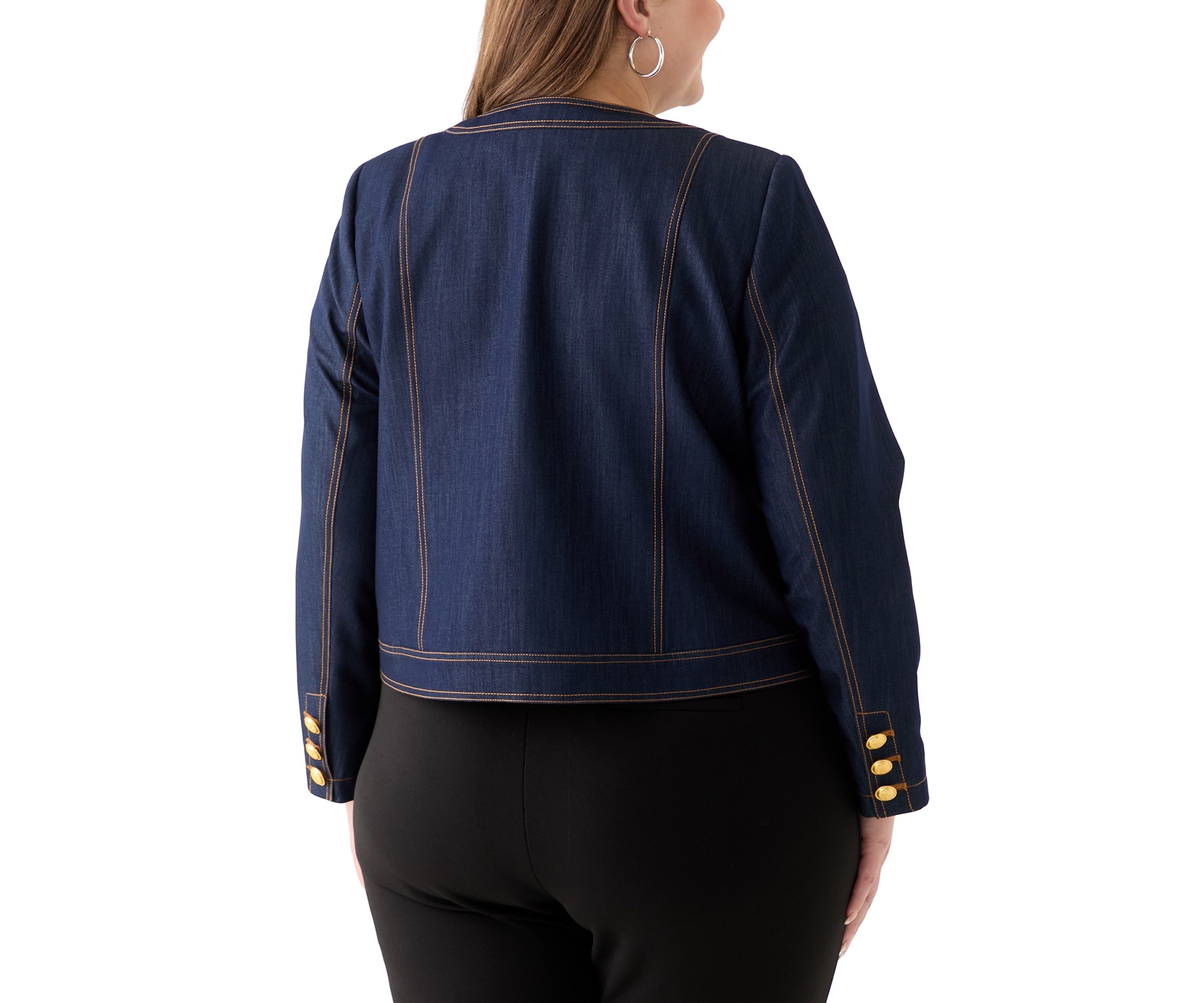 Plus Size Cropped Denim Jacket