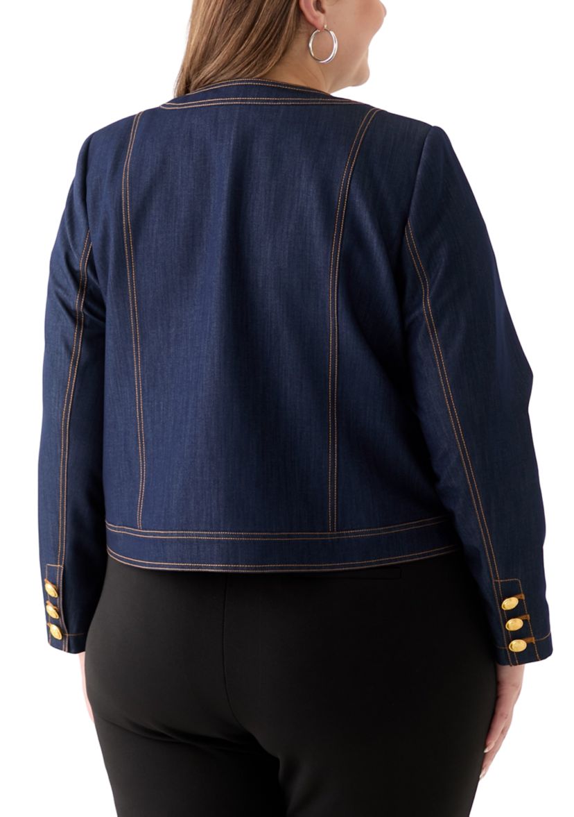 Plus Size Cropped Denim Jacket