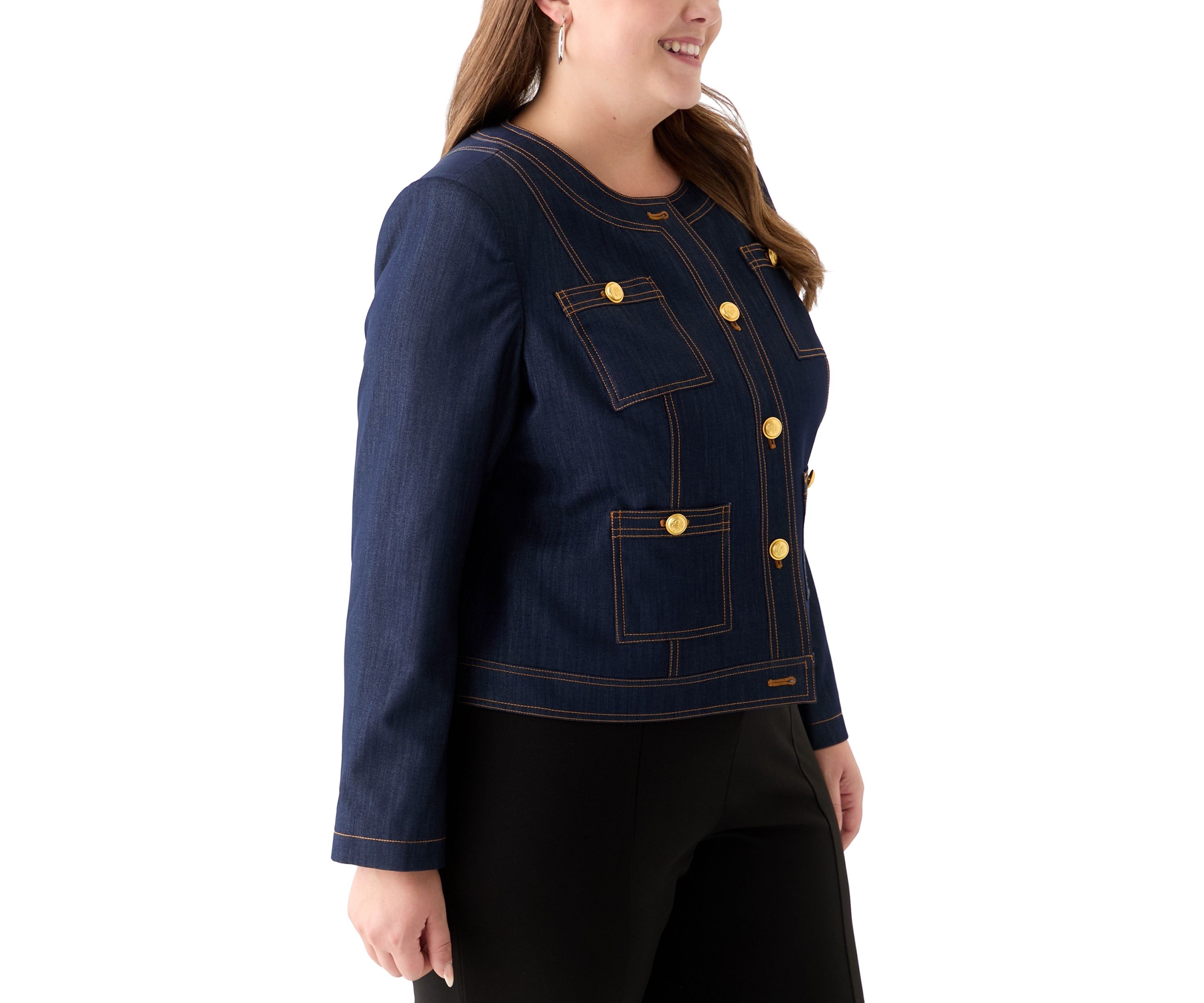 Plus Size Cropped Denim Jacket