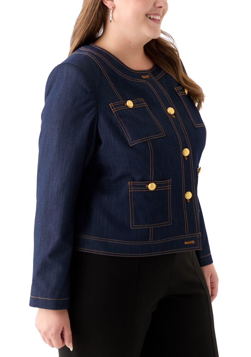 Plus Size Cropped Denim Jacket