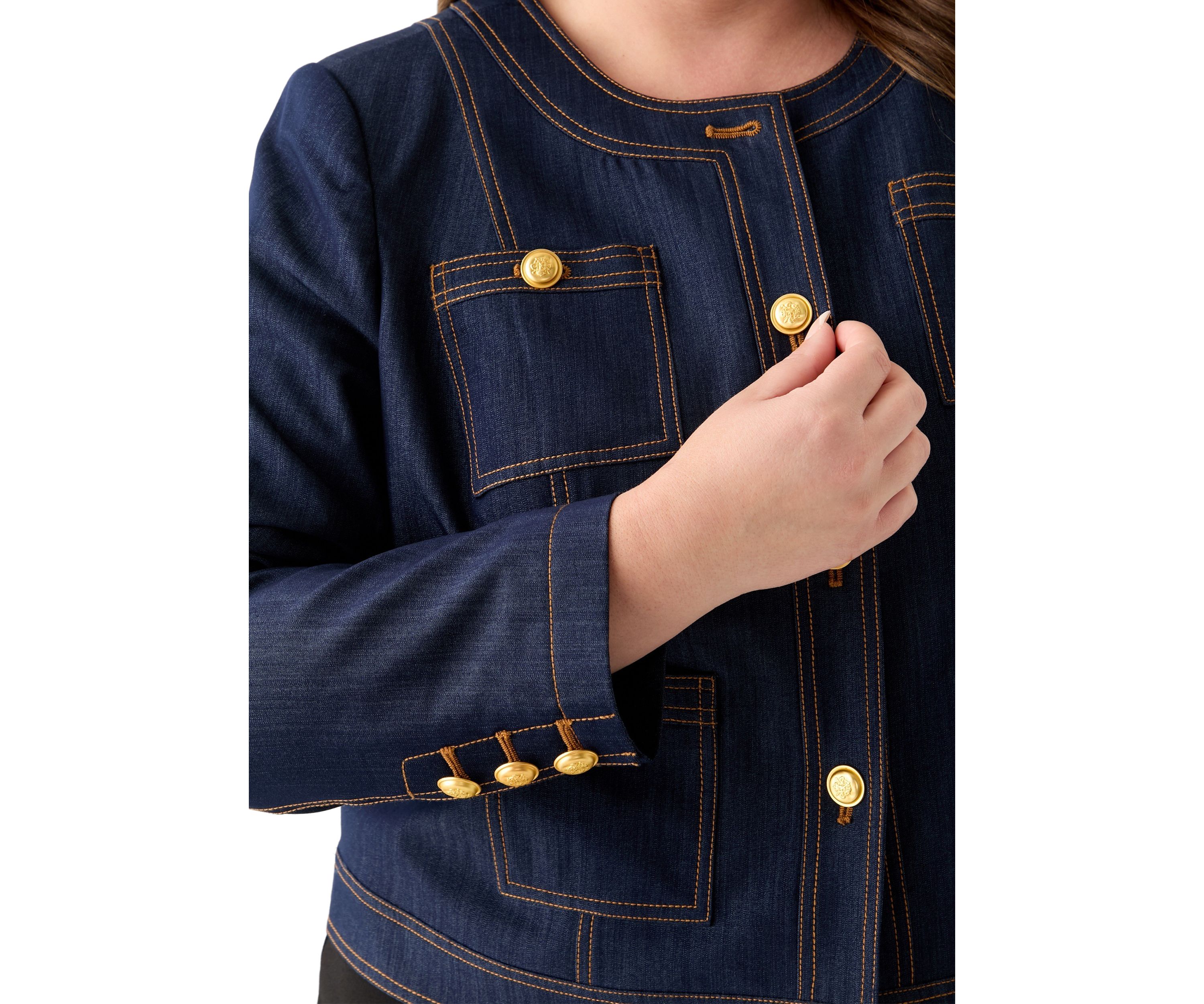 Plus Size Cropped Denim Jacket