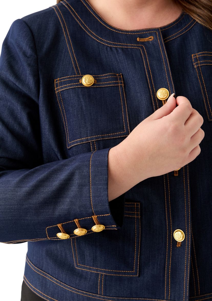 Plus Size Cropped Denim Jacket