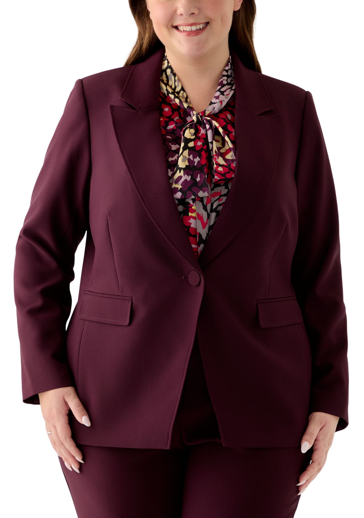 Plus Size Single Button Jacket