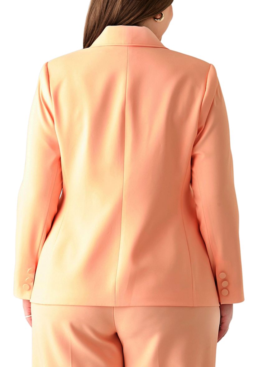 Plus Size Crepe Single Button Jacket