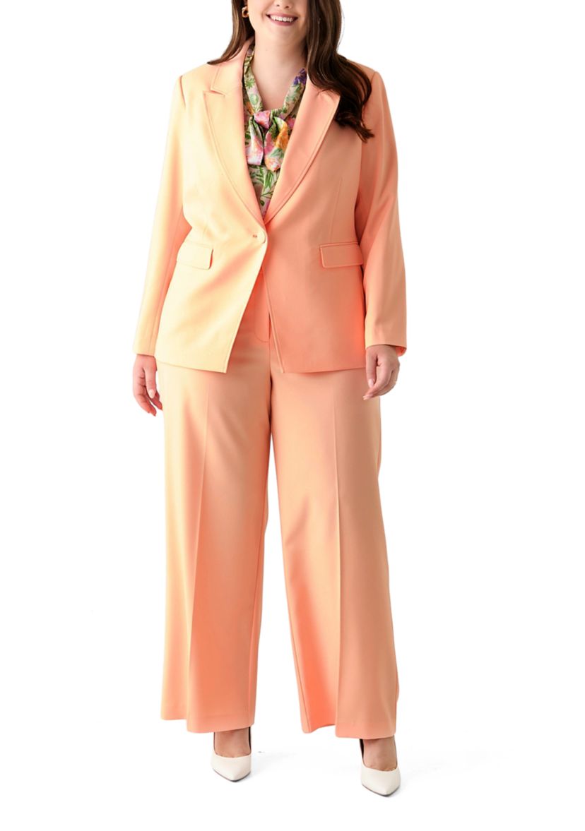 Plus Size Crepe Single Button Jacket
