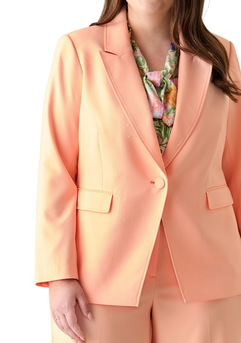 Plus Size Crepe Single Button Jacket