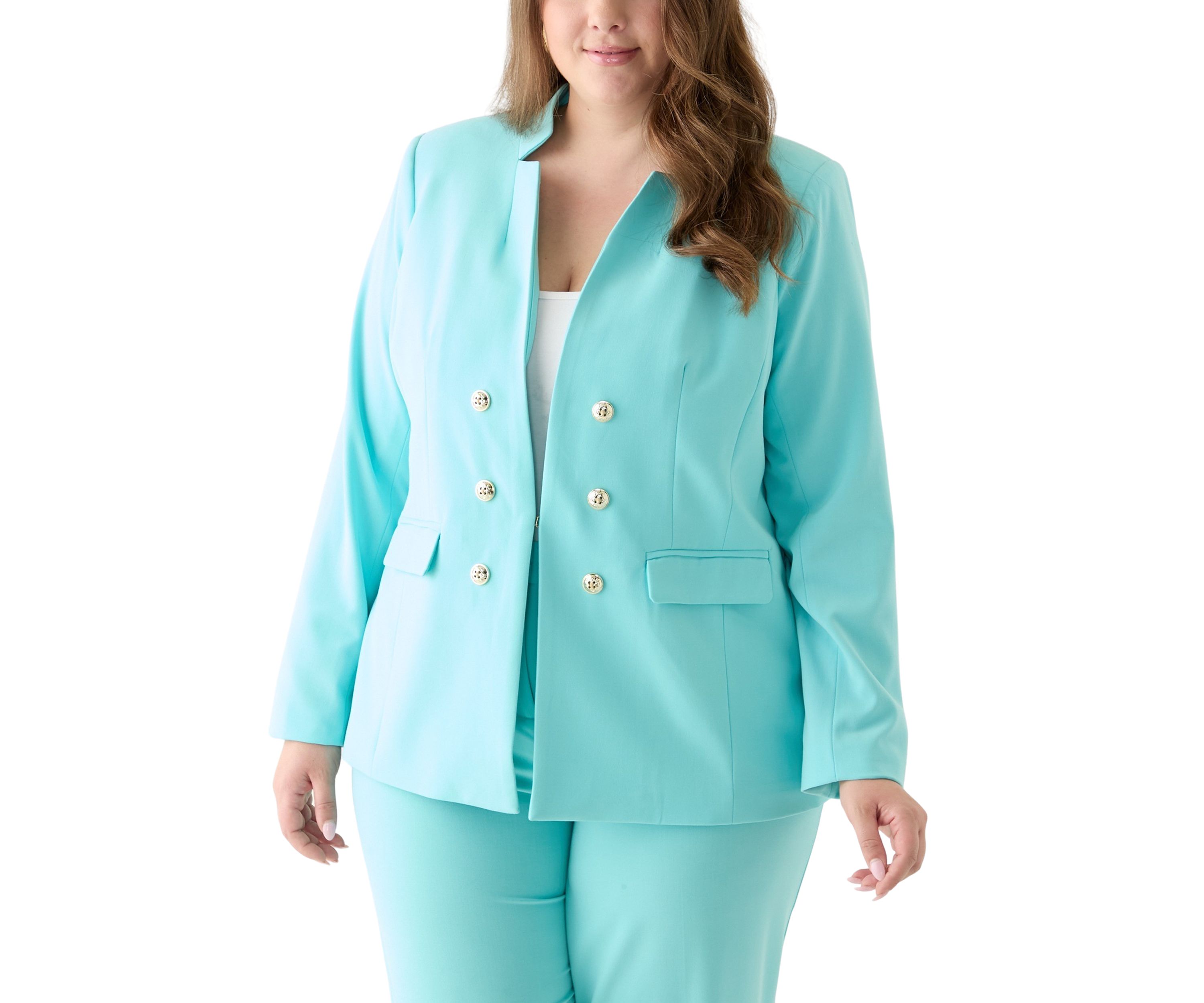 Plus Size Bi Stretch Faux Double Breasted Suit Separate Jacket