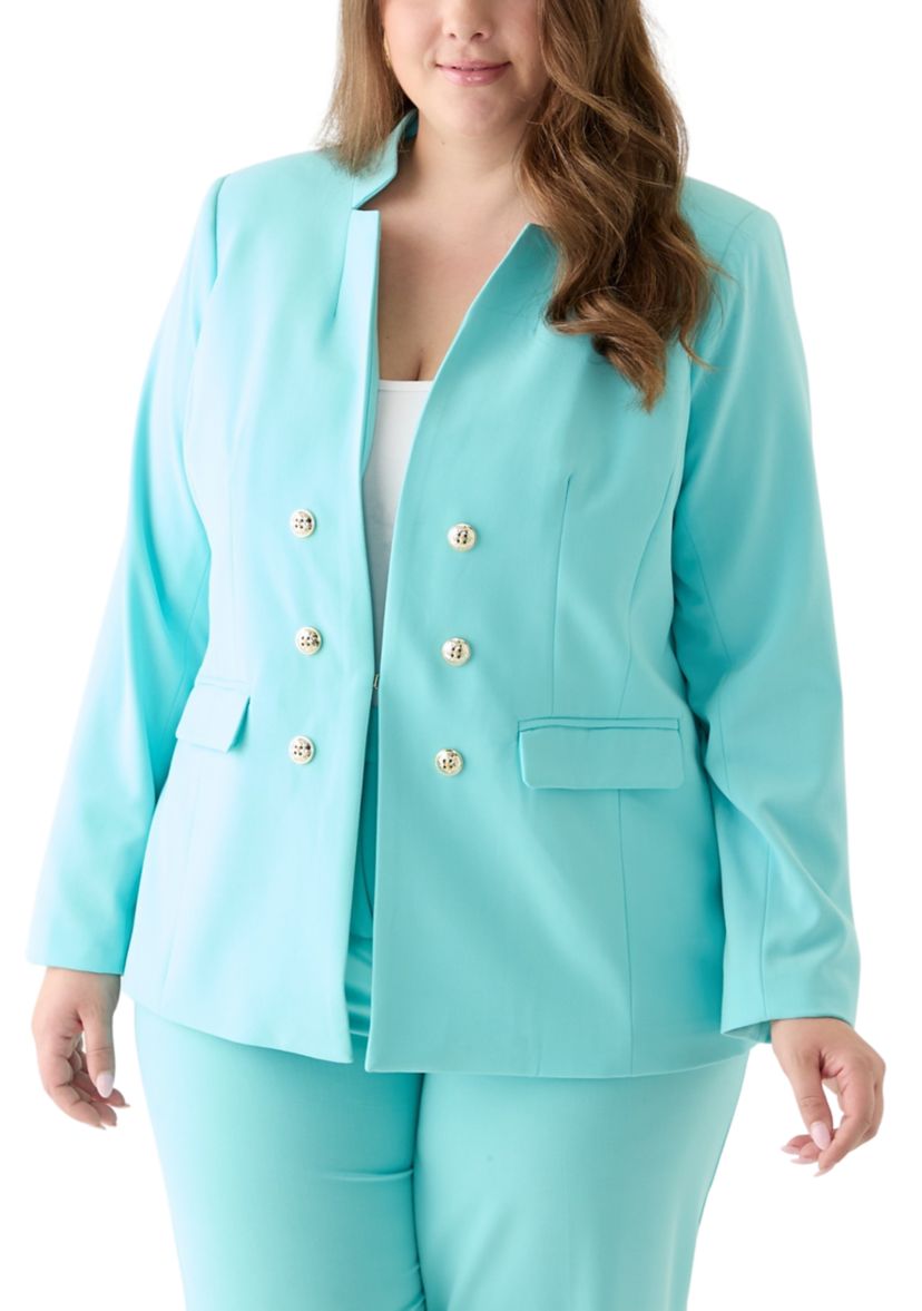 Plus Size Bi Stretch Faux Double Breasted Suit Separate Jacket