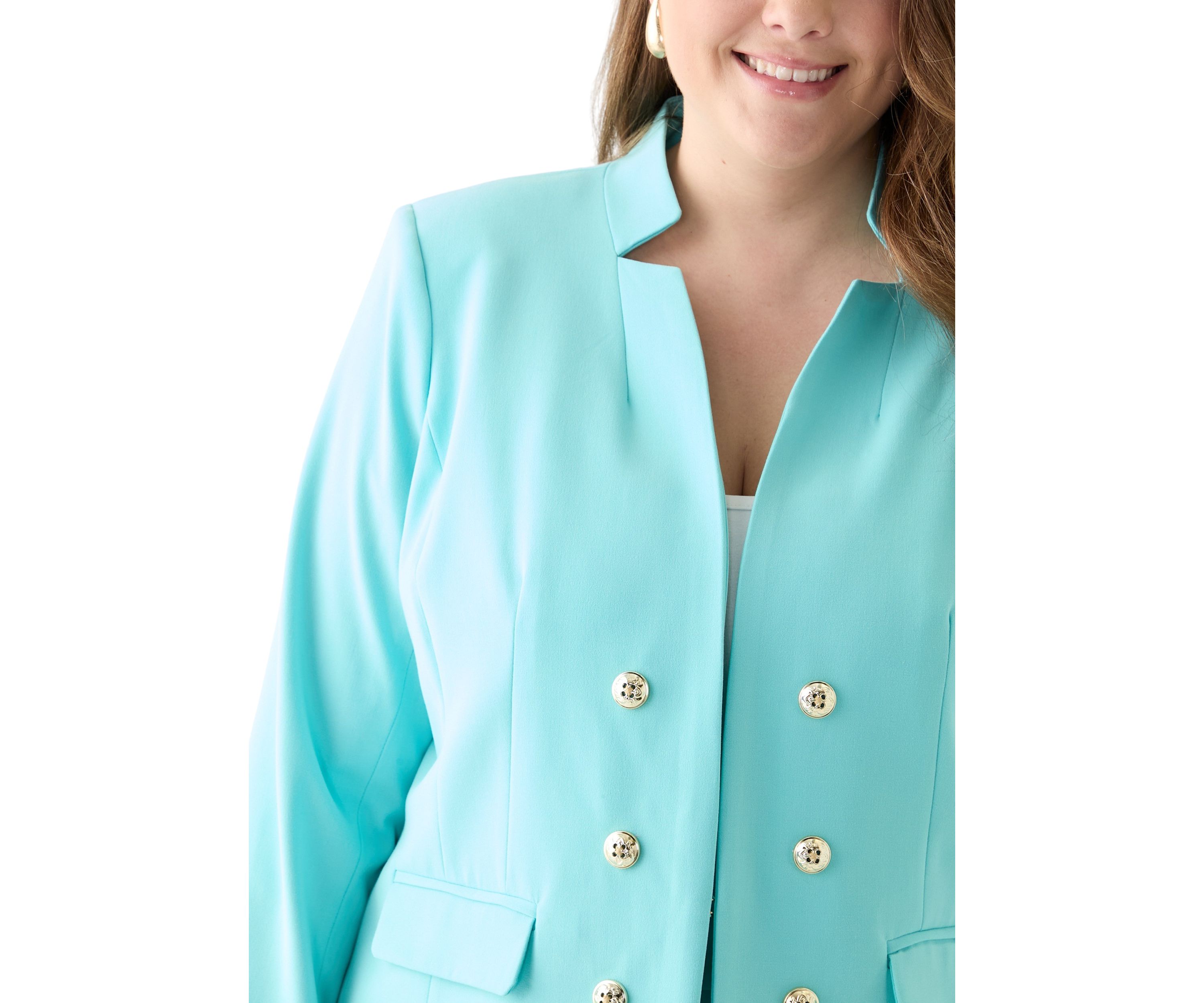 Plus Size Bi Stretch Faux Double Breasted Suit Separate Jacket
