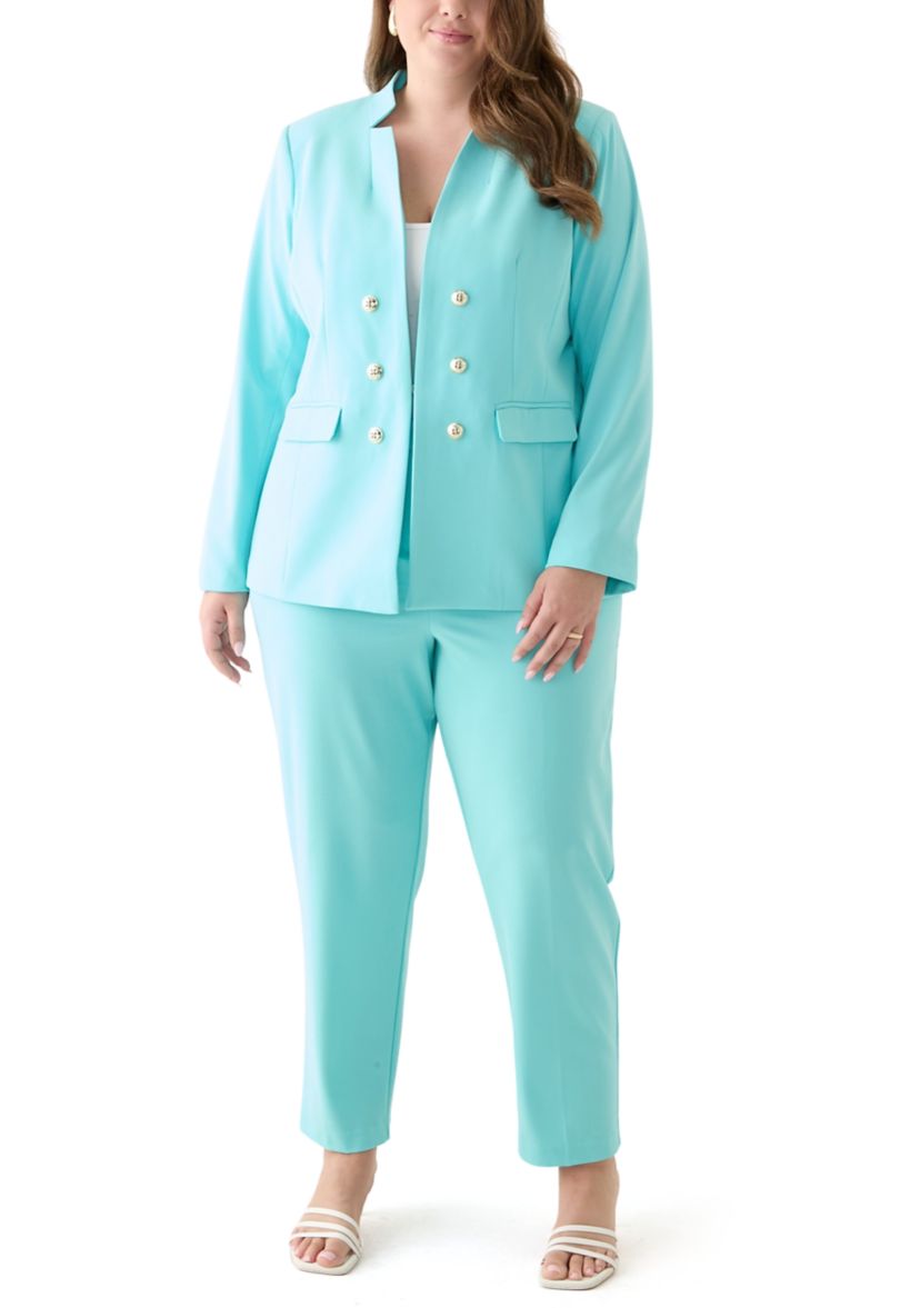 Plus Size Bi Stretch Faux Double Breasted Suit Separate Jacket