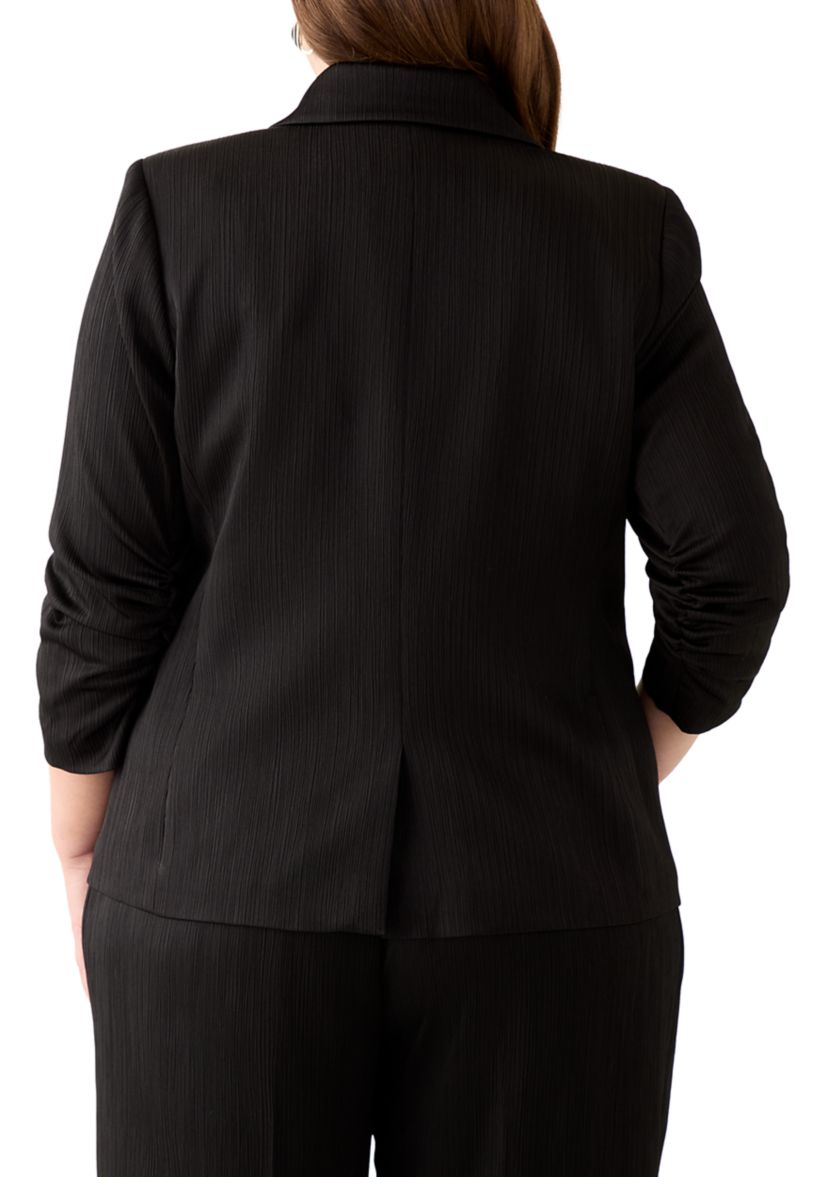 Plus Size Crinkle Satin Faux Double Breasted Jacket