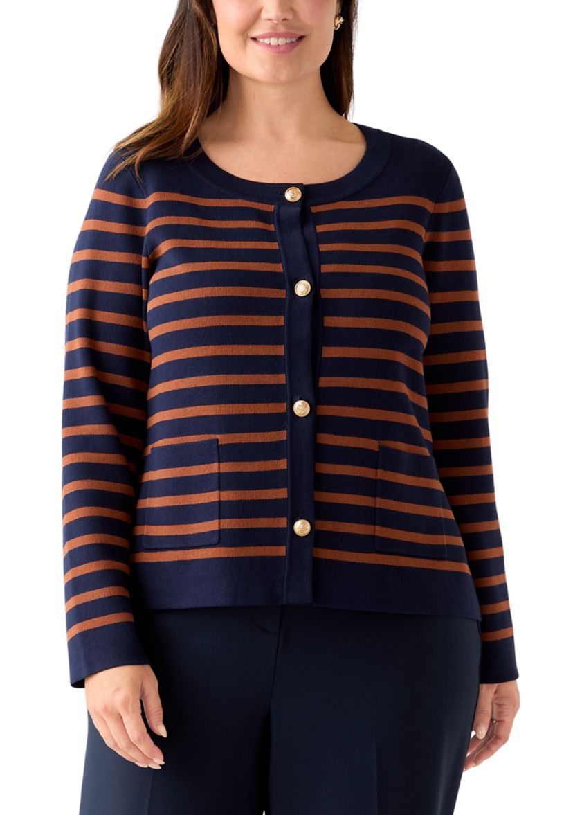 Plus Size Punto Milano Cardigan with Buttons