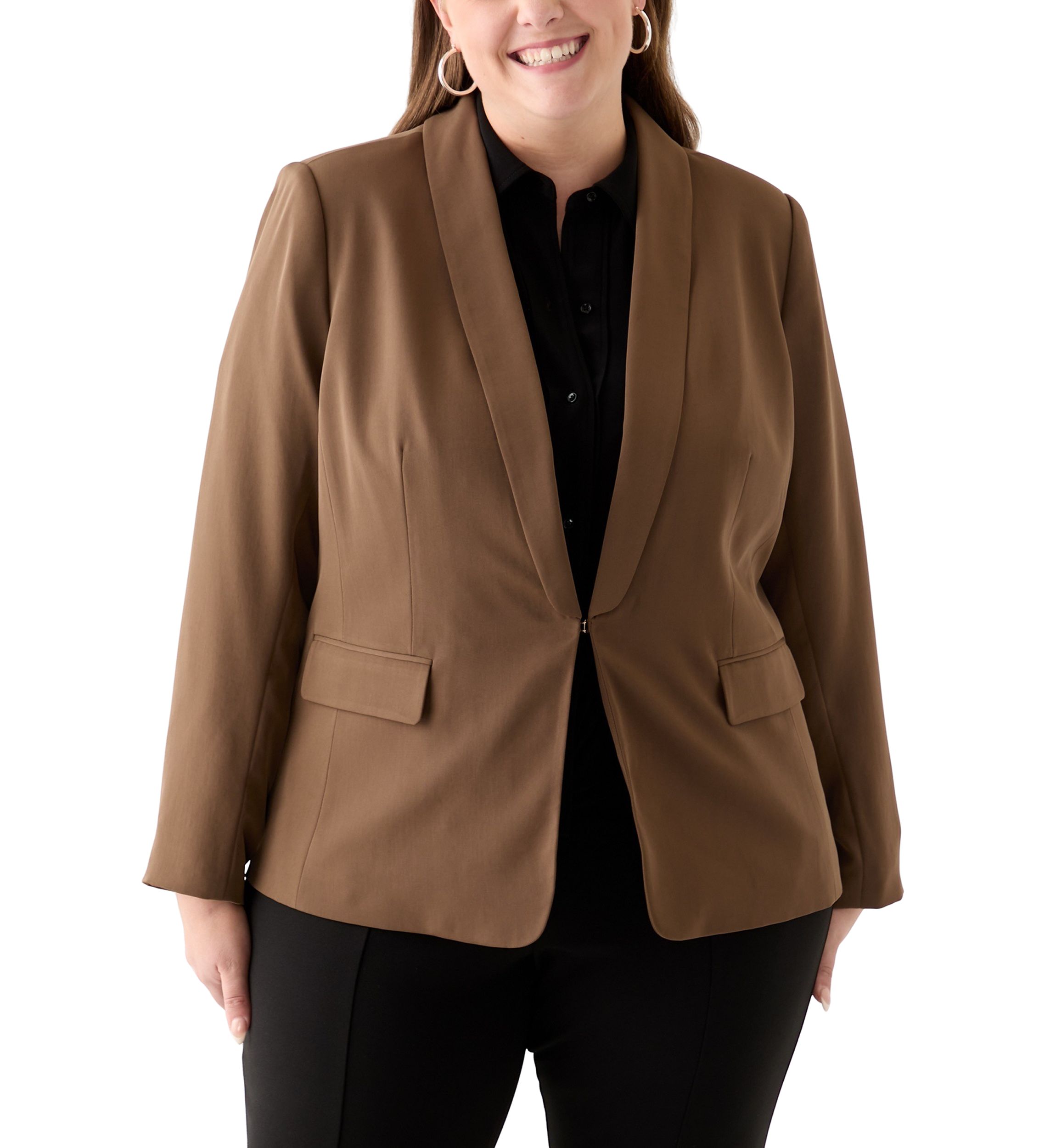 Plus Size Brushed Woven Jacket