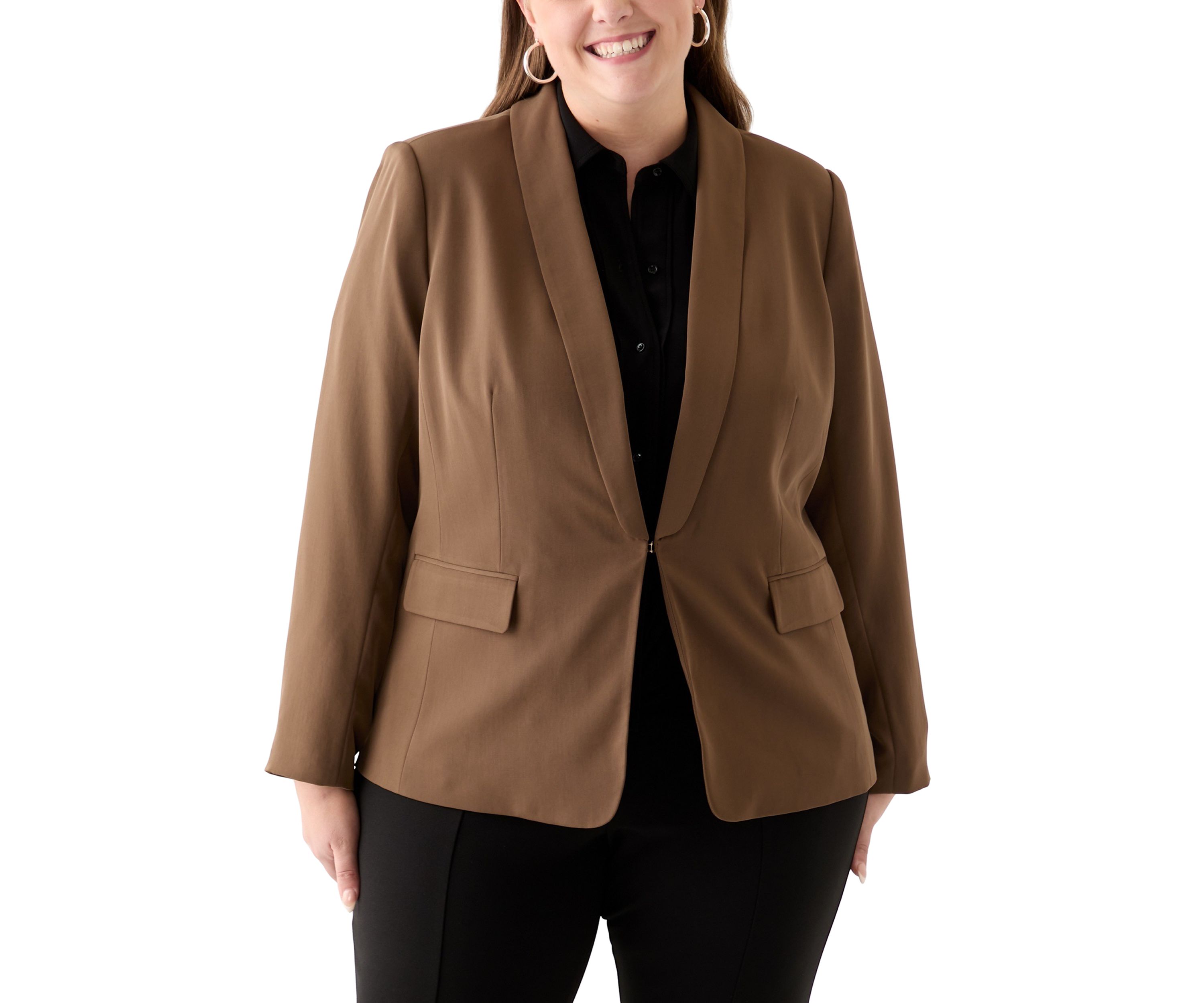 Plus Size Brushed Woven Jacket