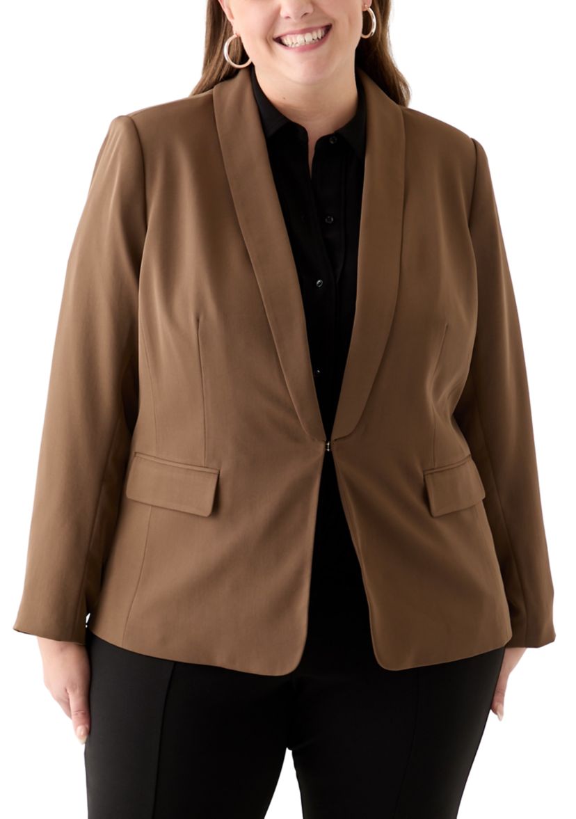 Plus Size Brushed Woven Jacket