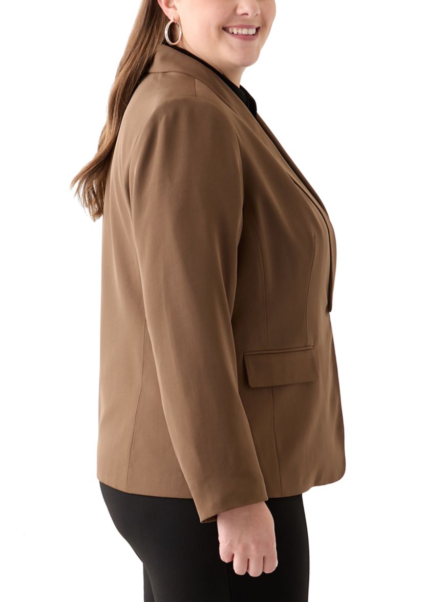 Plus Size Brushed Woven Jacket