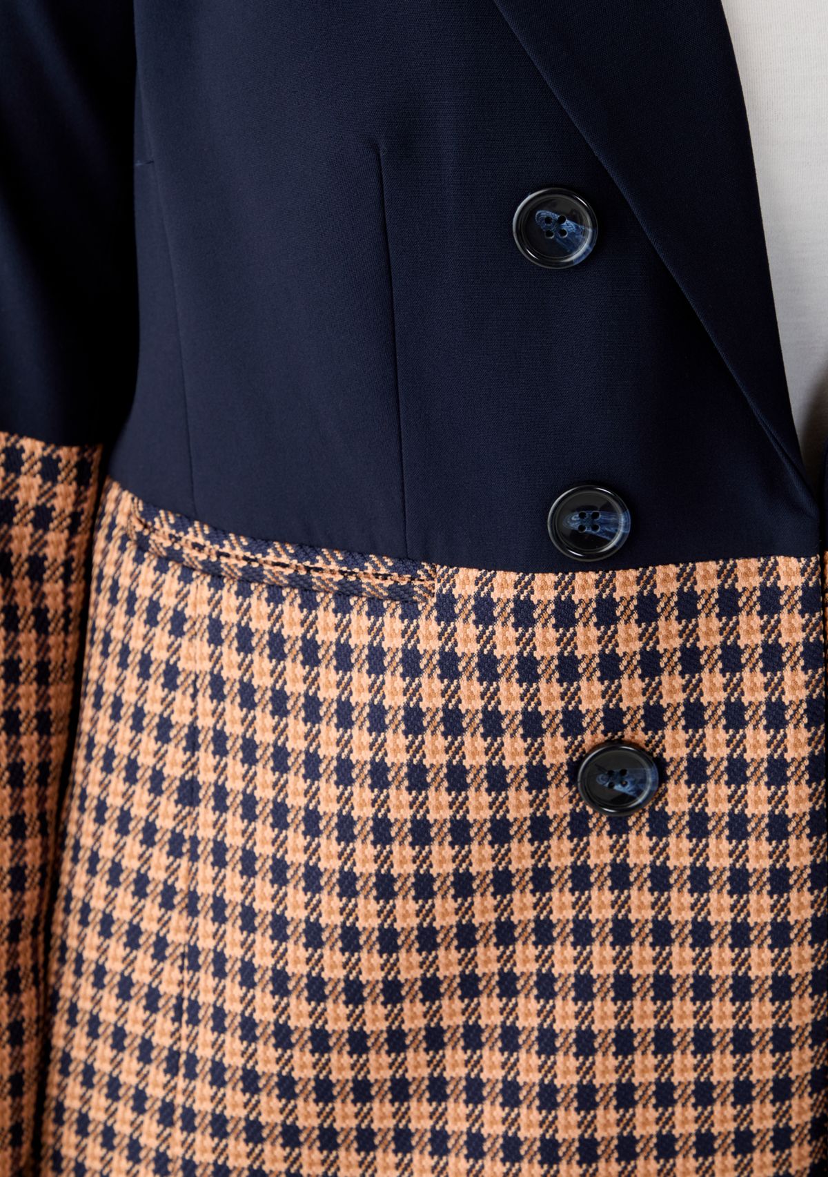 Plus Size Checkered Color Block Blazer